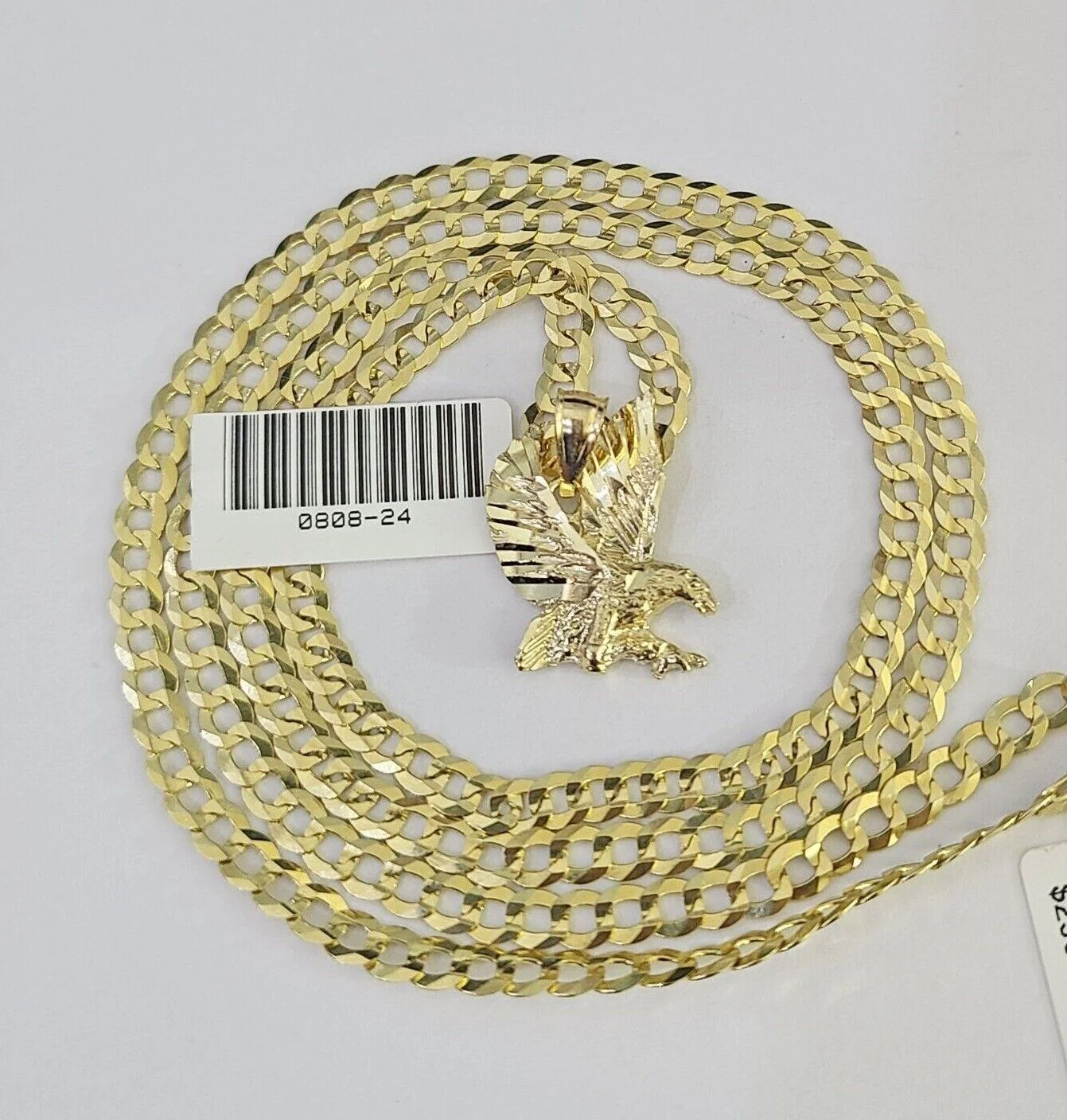 10k Gold Cuban Curb Chain Eagle Charm Solid 4mm 18"-28" SET Necklace Pendant - Image 4