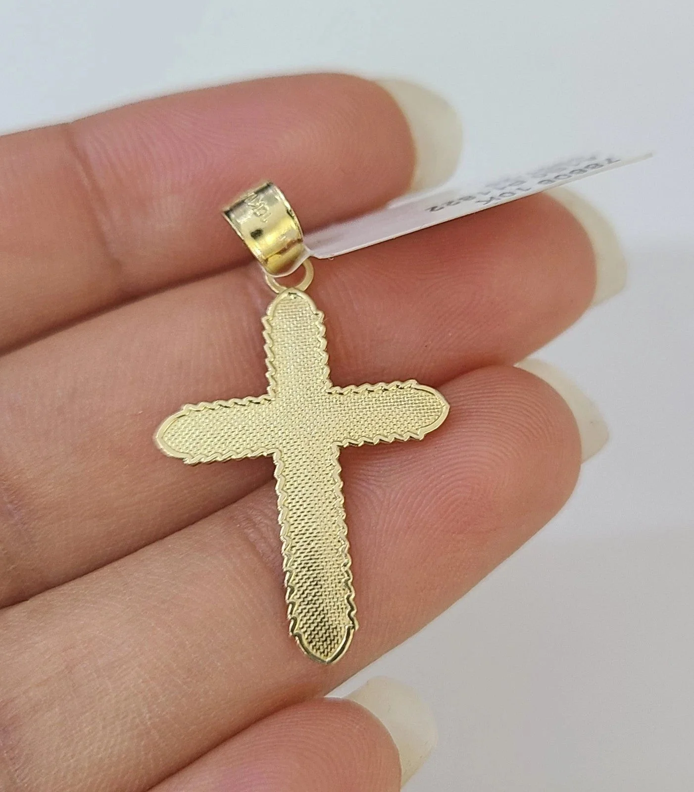 10k Gold Cuban Curb Chain Jesus Cross Pendant Two Tone Charm Set 2mm Necklace - Image 7