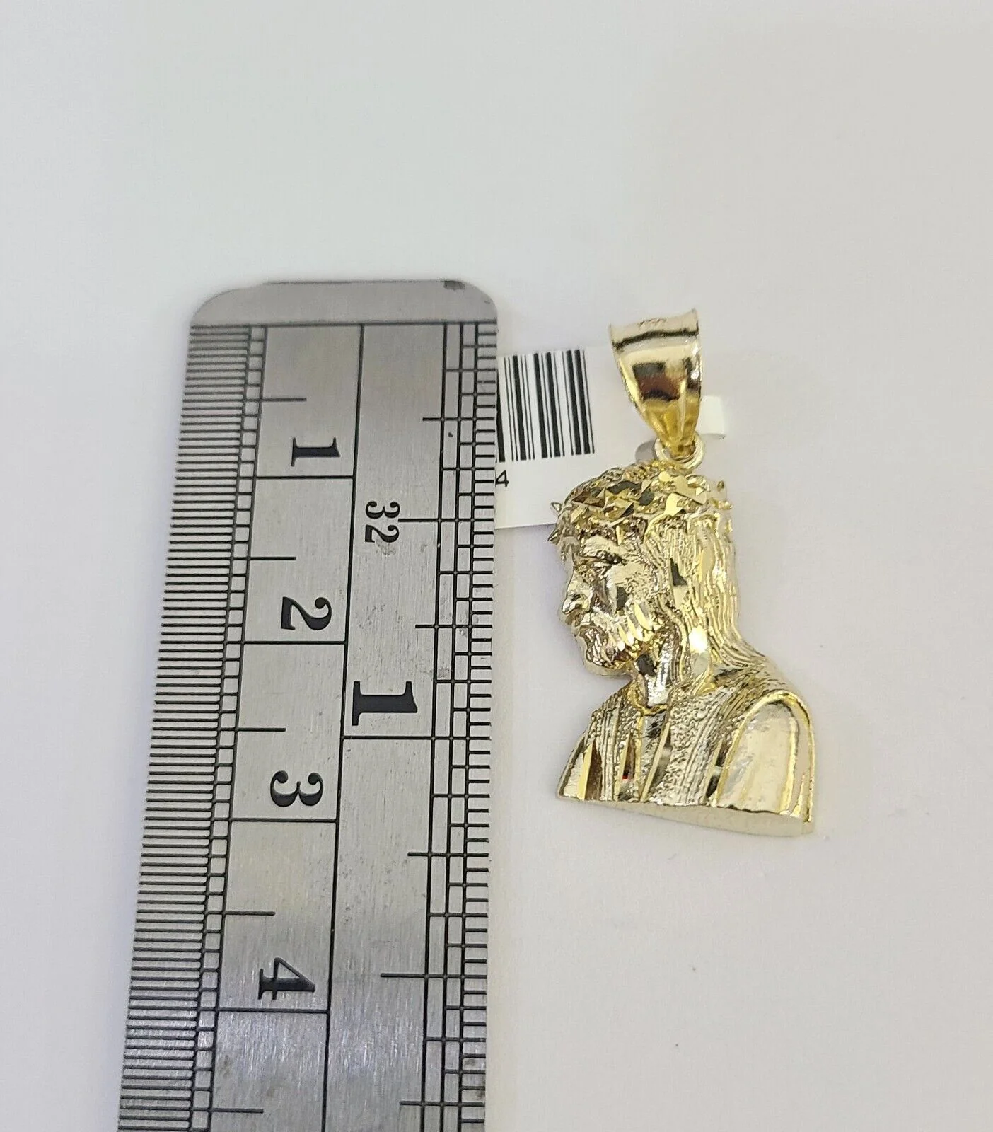 10k Gold Cuban Curb Chain Jesus Head Charm Solid 4mm 18"-28" SET Necklace - Image 3
