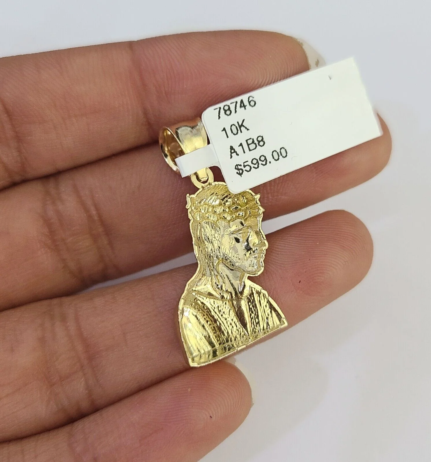 10k Gold Cuban Curb Chain Jesus Head Charm Solid 4mm 18"-28" SET Necklace - Image 7