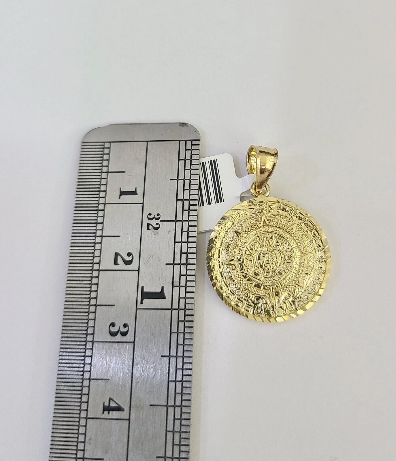 10k Gold Cuban Curb Chain Mayan Calendar Charm Solid 4mm 18"-28" SET Necklace - Image 2