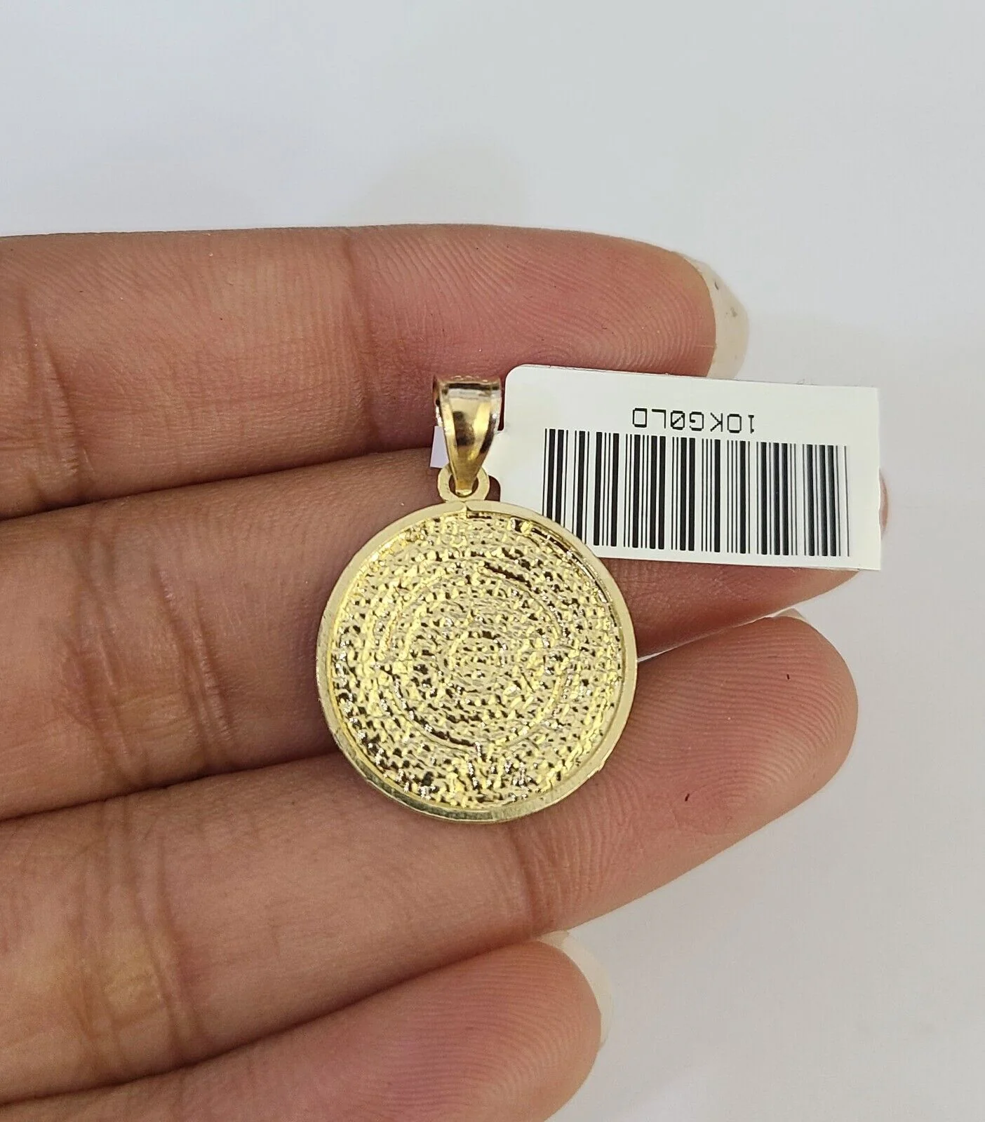 10k Gold Cuban Curb Chain Mayan Calendar Charm Solid 4mm 18"-28" SET Necklace - Image 7