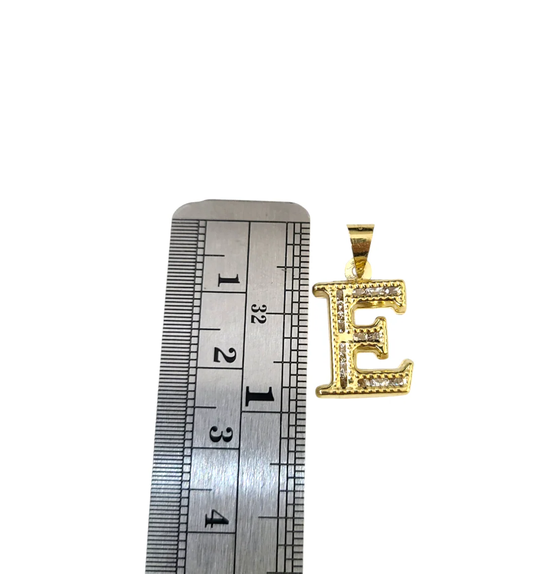 10k Gold Cuban Curb Chain Necklace E Initial Alphabet Pendant Charm 3mm Necklace - Image 4