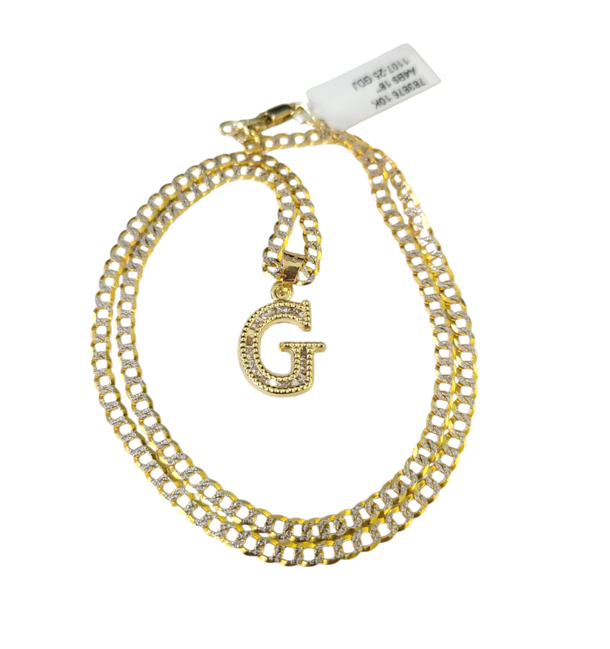 10k Gold Cuban Curb Chain Necklace G Initial Alphabet Pendant Charm 3mm Necklace - Image 3
