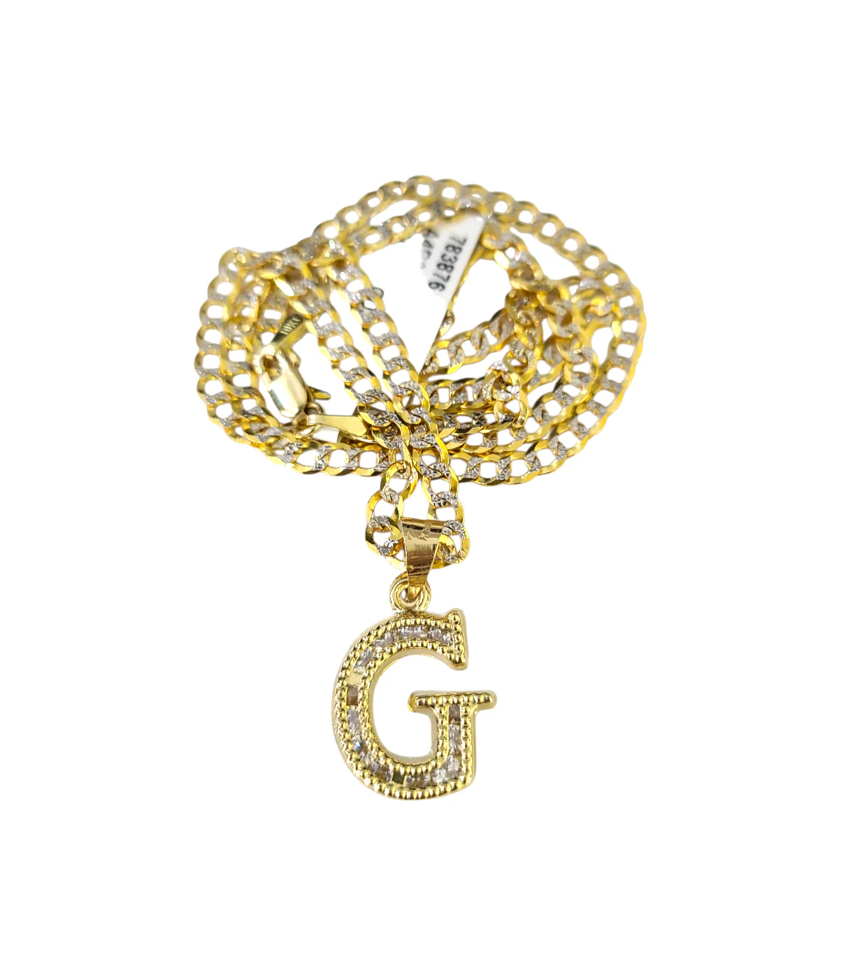 10k Gold Cuban Curb Chain Necklace G Initial Alphabet Pendant Charm 3mm Necklace - Image 7