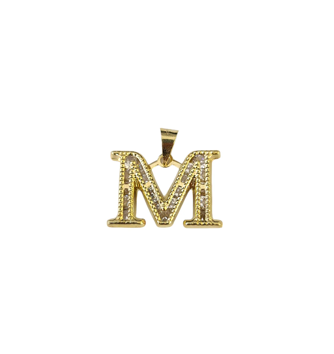 10k Gold Cuban Curb Chain Necklace M Initial Alphabet Pendant Charm 3mm Necklace - Image 5