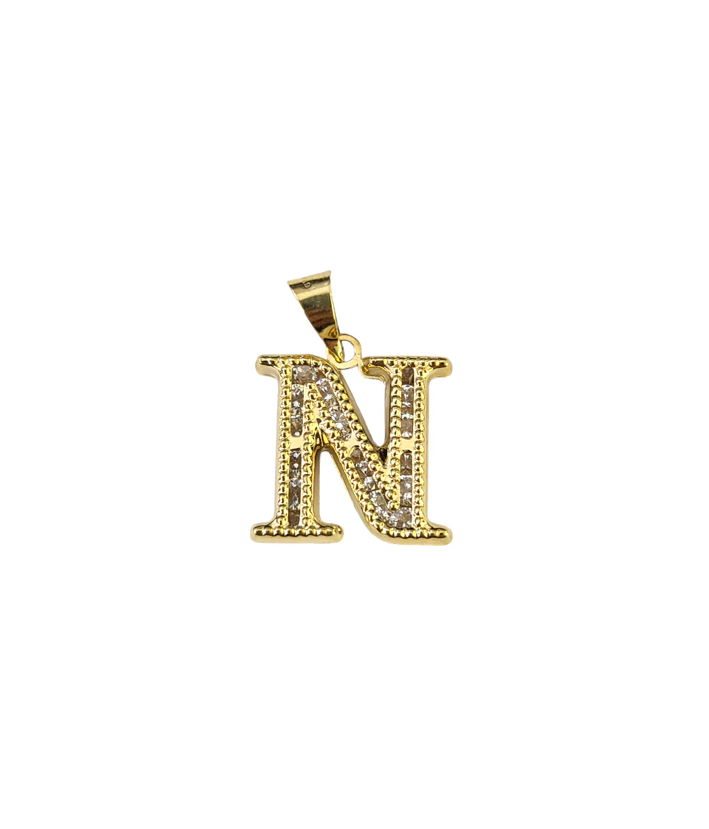 10k Gold Cuban Curb Chain Necklace N Initial Alphabet Pendant Charm 3mm Necklace - Image 4