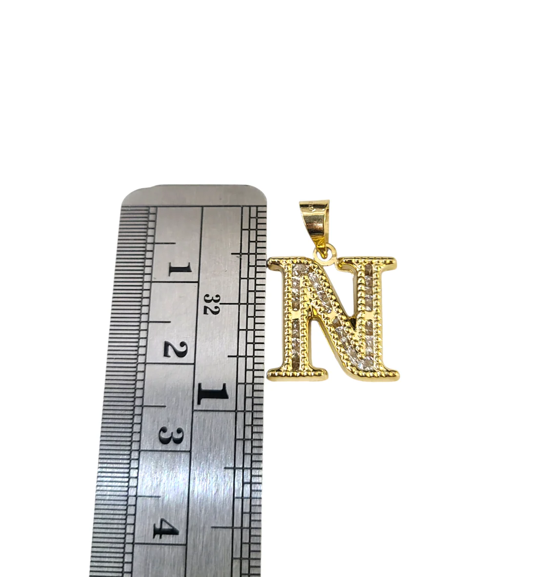 10k Gold Cuban Curb Chain Necklace N Initial Alphabet Pendant Charm 3mm Necklace - Image 5