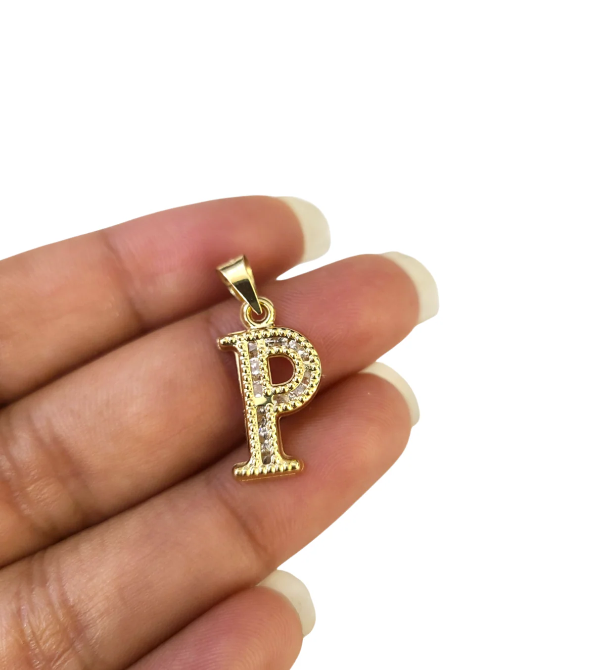 10k Gold Cuban Curb Chain Necklace P Initial Alphabet Pendant Charm 3mm Necklace - Image 7