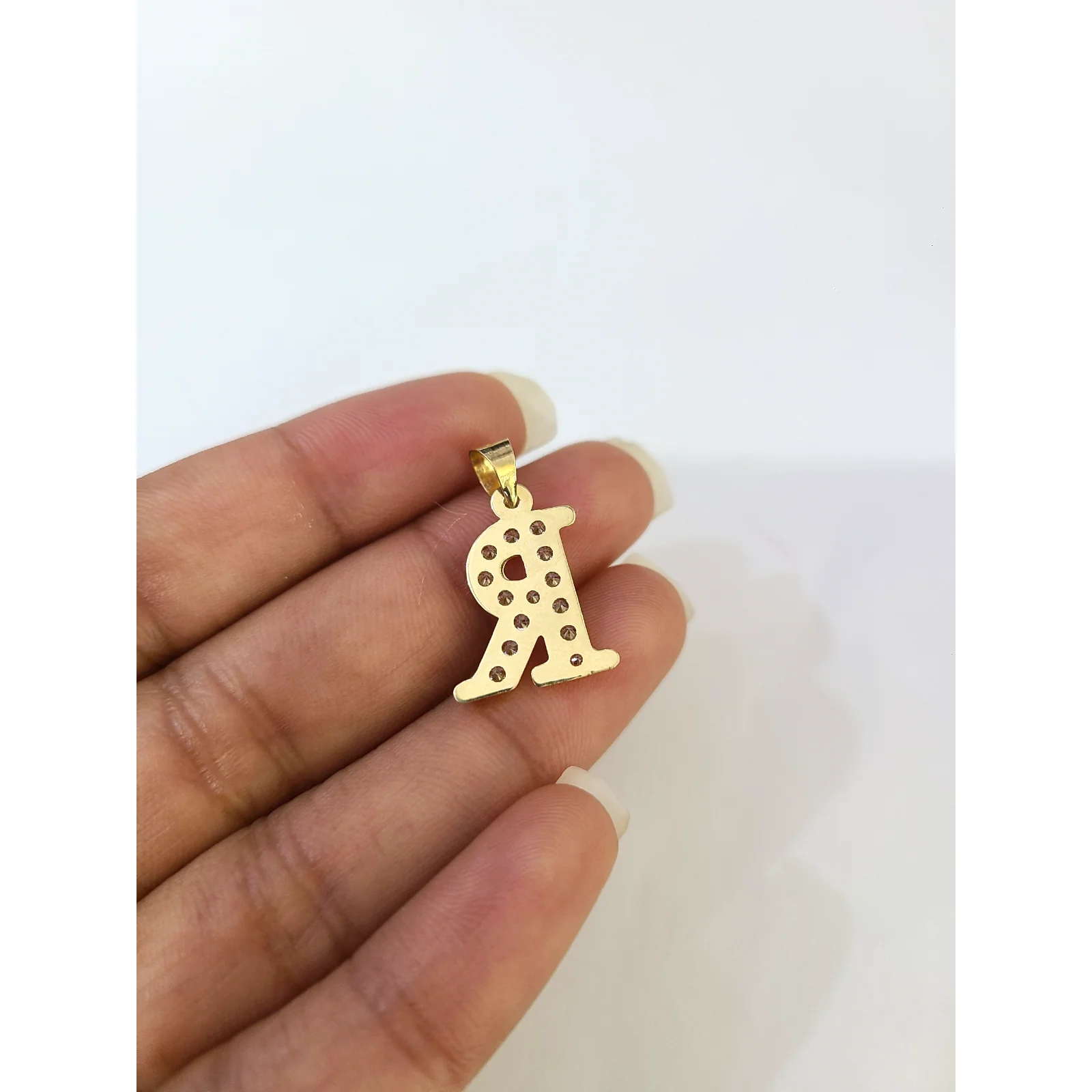 10k Gold Cuban Curb Chain Necklace R Initial Alphabet Pendant Charm 3mm Necklace - Image 8