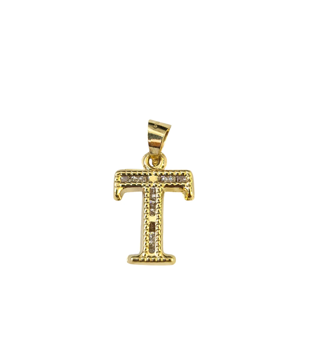 10k Gold Cuban Curb Chain Necklace T Initial Alphabet Pendant Charm 3mm Necklace - Image 4