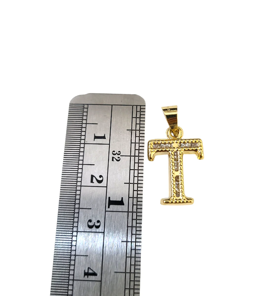10k Gold Cuban Curb Chain Necklace T Initial Alphabet Pendant Charm 3mm Necklace - Image 5