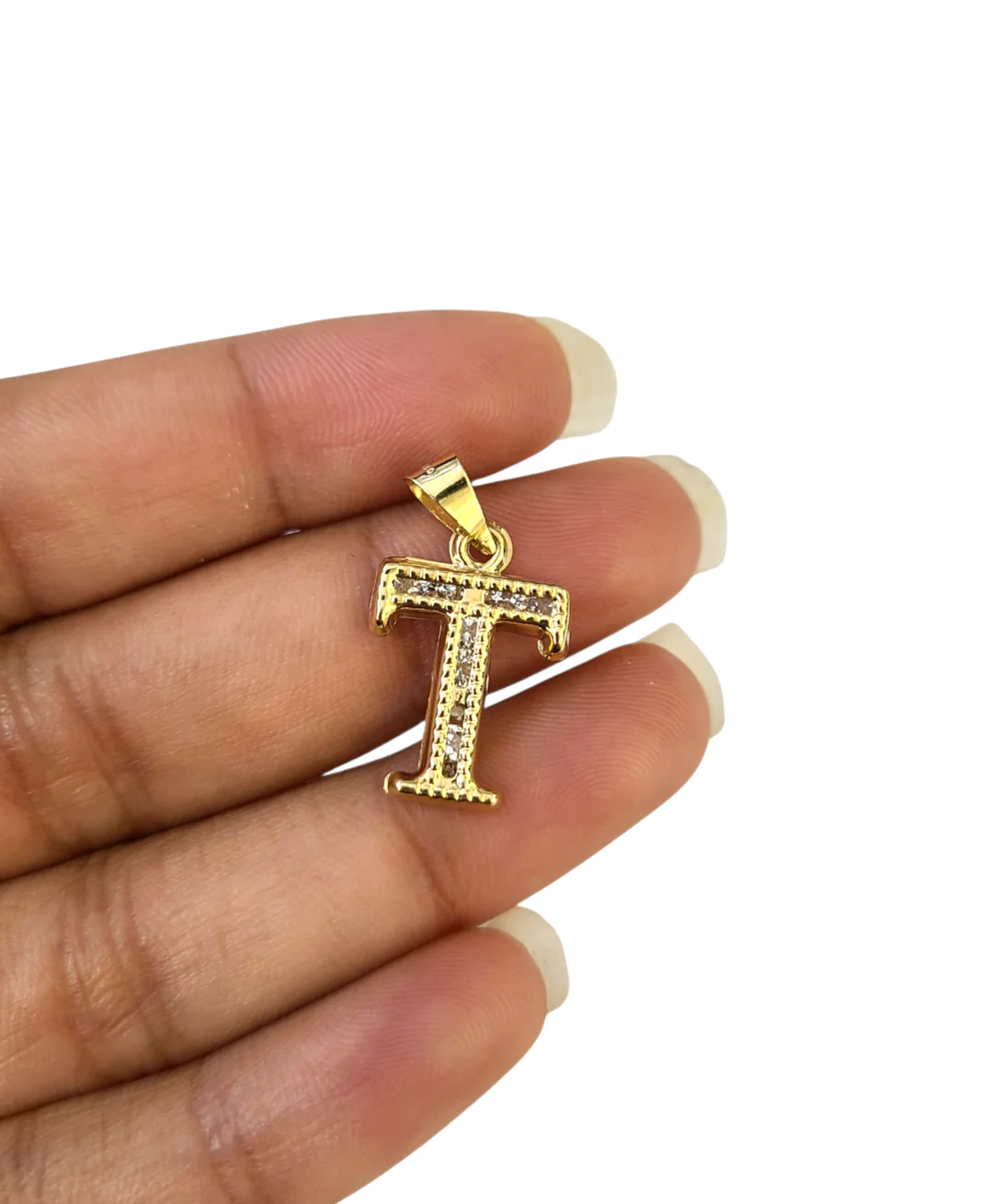 10k Gold Cuban Curb Chain Necklace T Initial Alphabet Pendant Charm 3mm Necklace - Image 7
