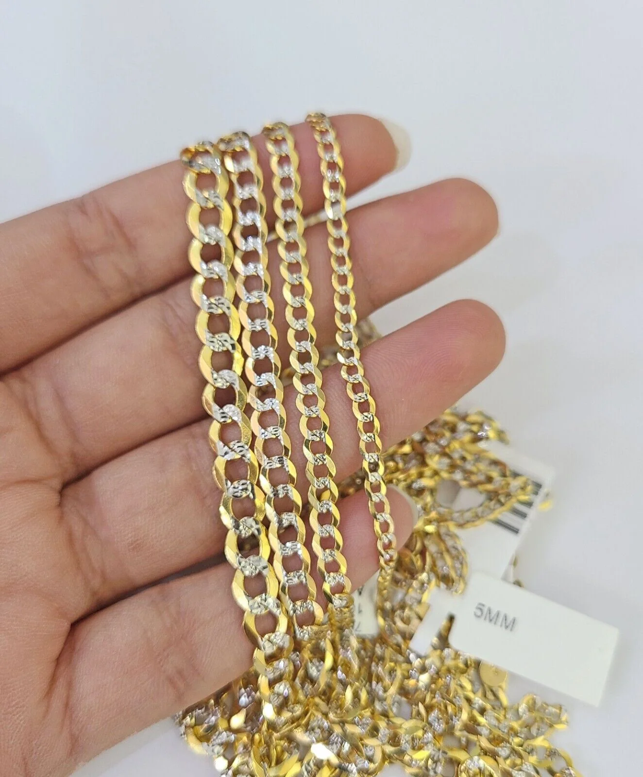 10k Gold Cuban Curb Necklace Chain 3mm-6mm 18-28 Inches 10kt Yellow Diamond Cuts - Image 2