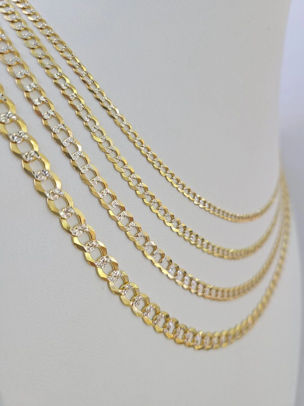 10k Gold Cuban Curb Necklace Chain 3mm-6mm 18-28 Inches 10kt Yellow Diamond Cuts - Image 3