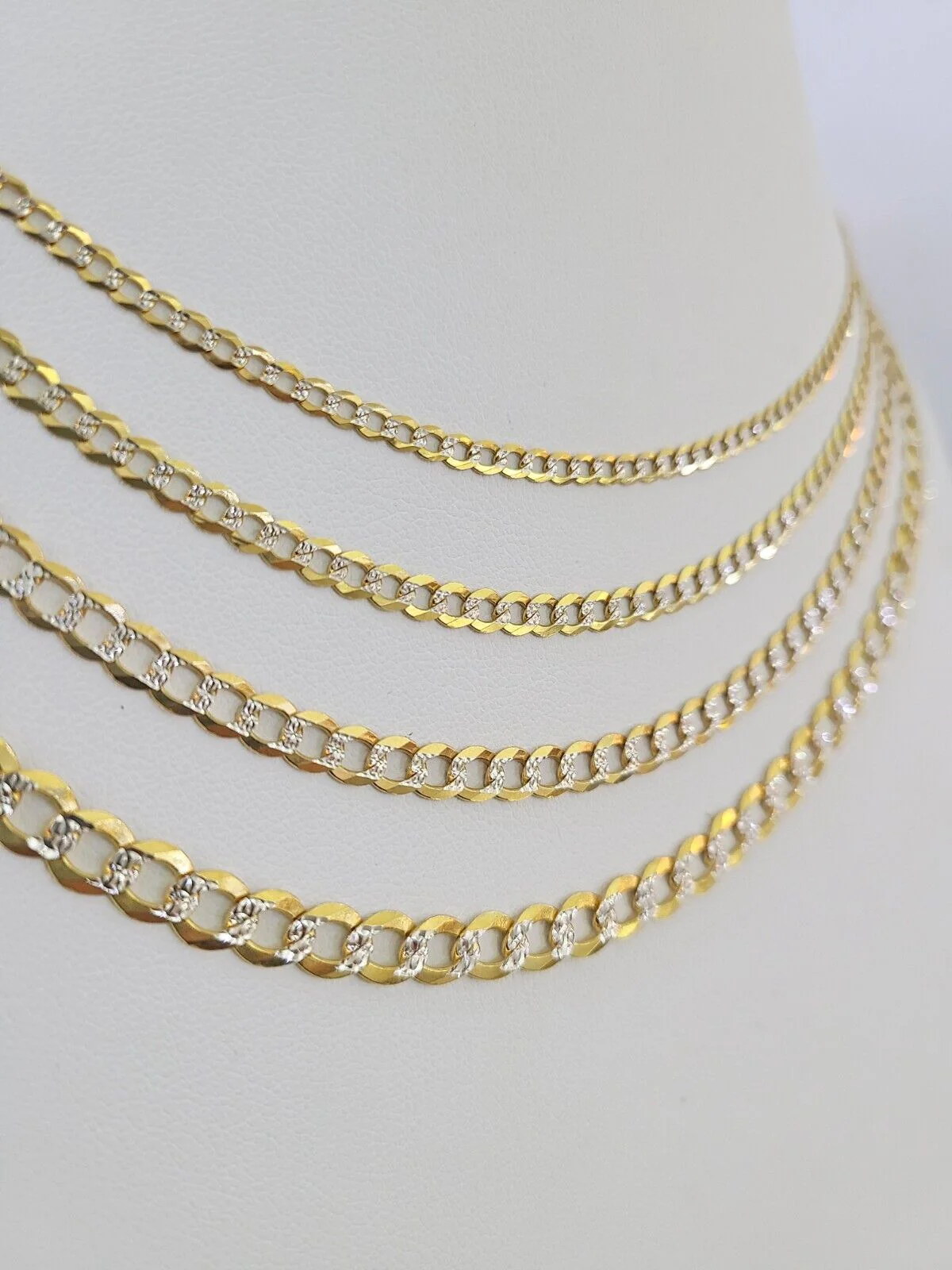 10k Gold Cuban Curb Necklace Chain 3mm-6mm 18-28 Inches 10kt Yellow Diamond Cuts - Image 7