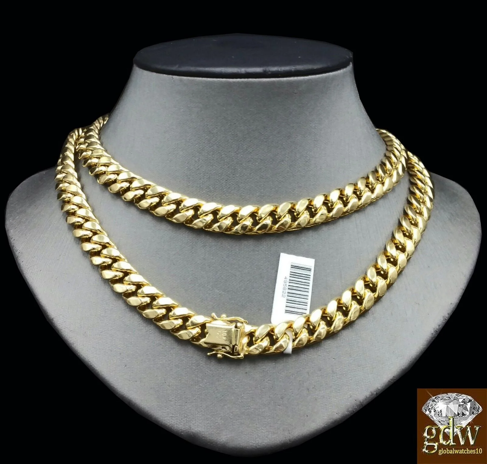 10k Gold Cuban Link Chain Necklace REAL Yellow 9mm 26" Inch Box Clasp Men - Image 2