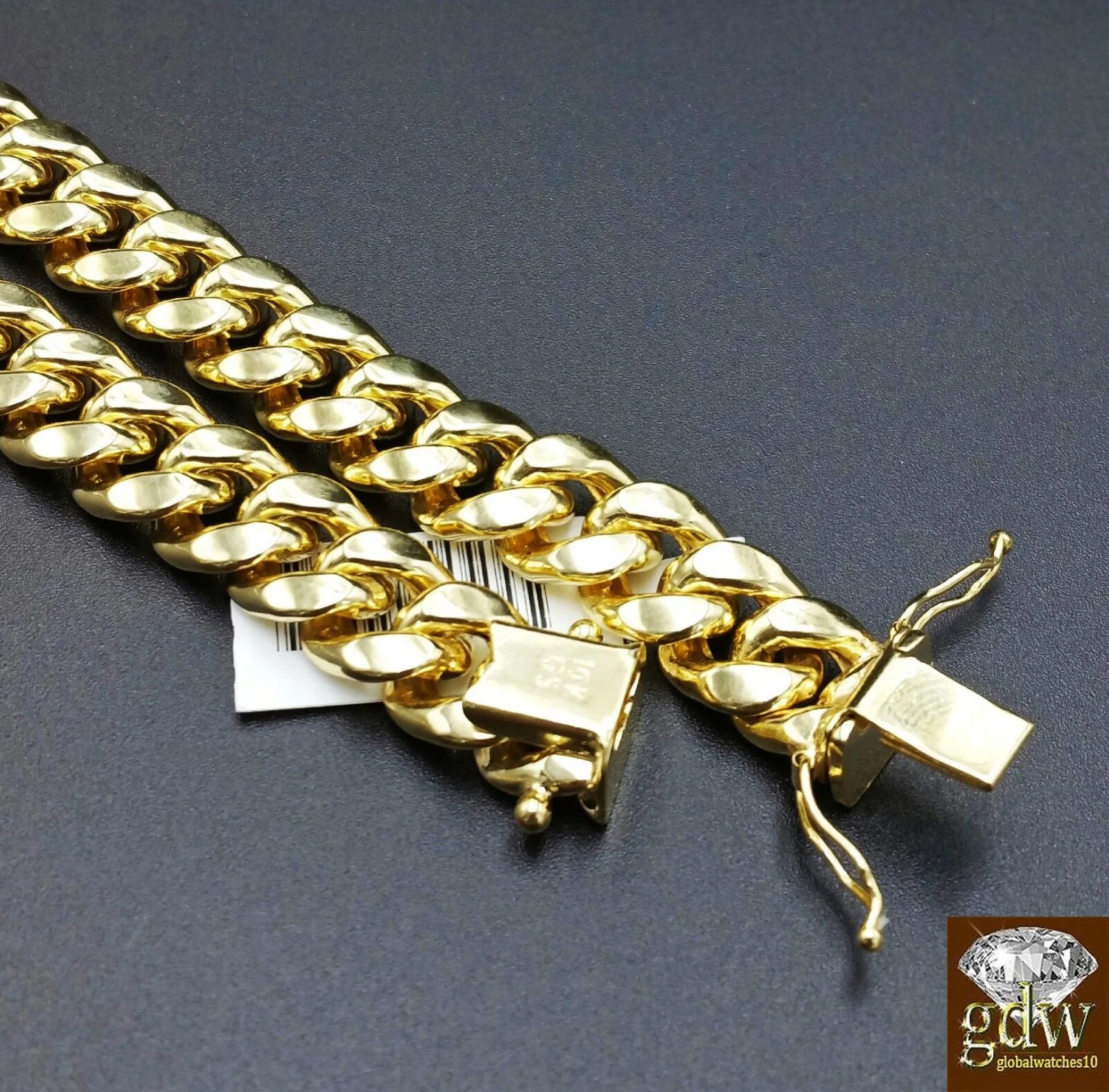 10k Gold Cuban Link Chain Necklace REAL Yellow 9mm 26" Inch Box Clasp Men - Image 4