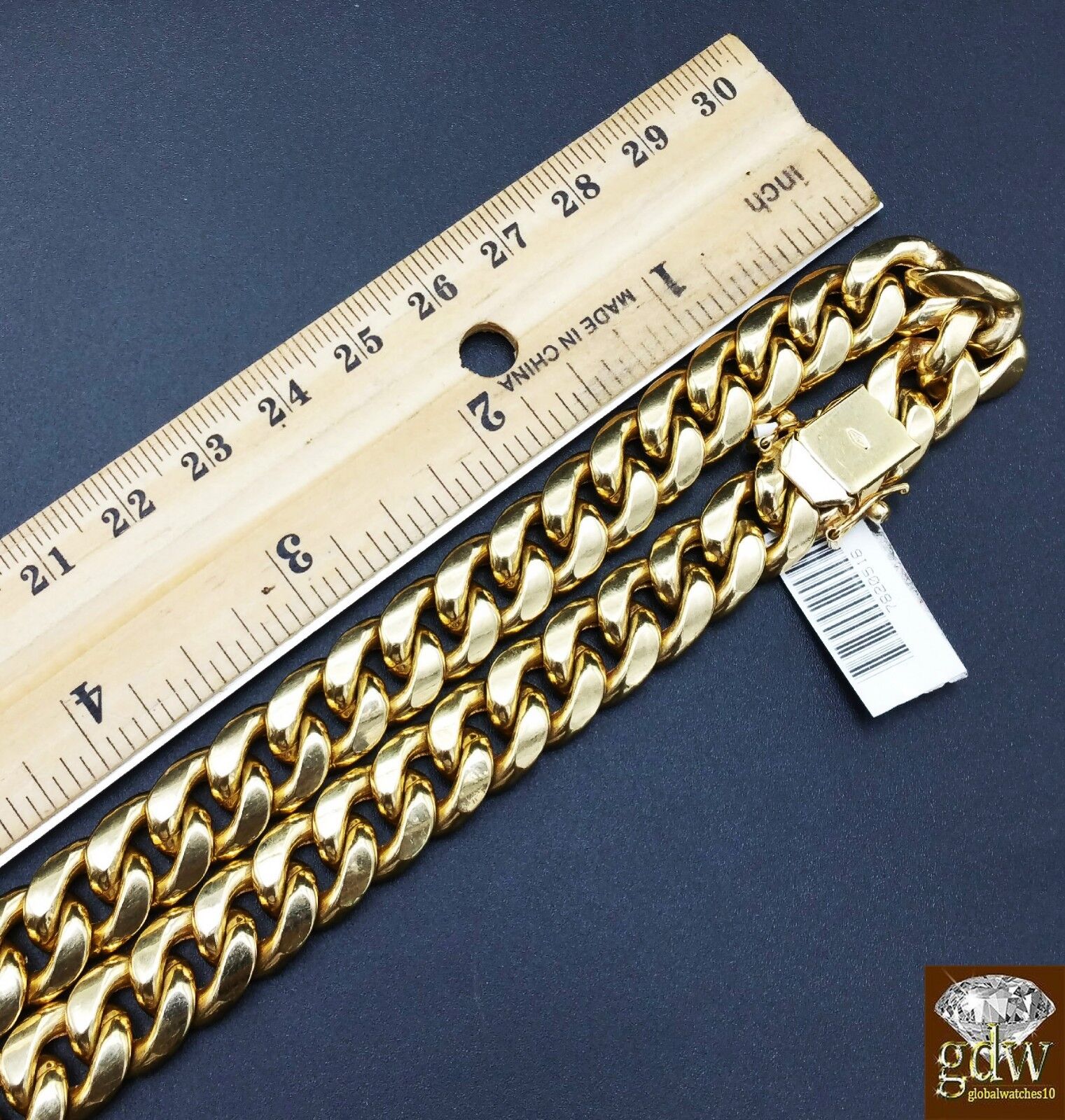 10k Gold Cuban Link Chain Necklace REAL Yellow 9mm 26" Inch Box Clasp Men - Image 5