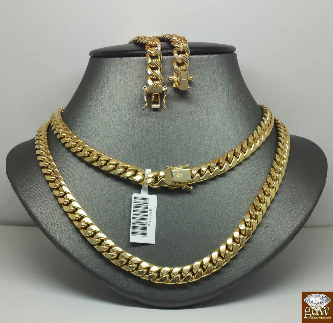 10k Gold Cuban Link Chain Necklace REAL Yellow 9mm 26" Inch Box Clasp Men - Image 6