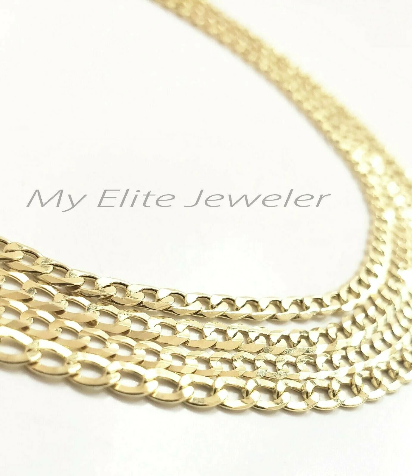 10K Gold Cuban Link Curb Chain Length 18" 20" 22 24" Inch 3mm Necklace Men Women - Image 4