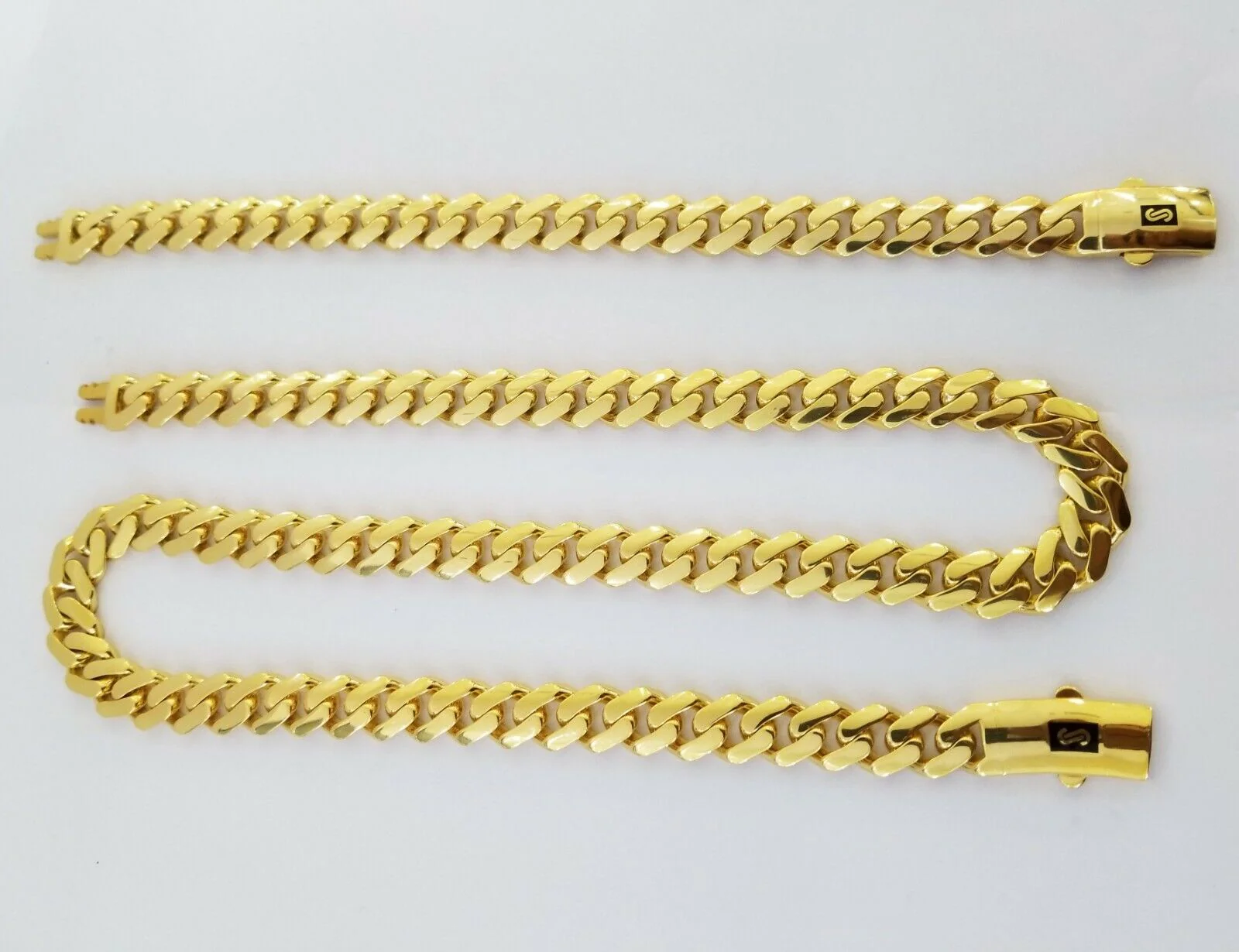 10k Gold Cuban Link Royal 11mm Monaco chain and Bracelet 10kt Real gold set - Image 2