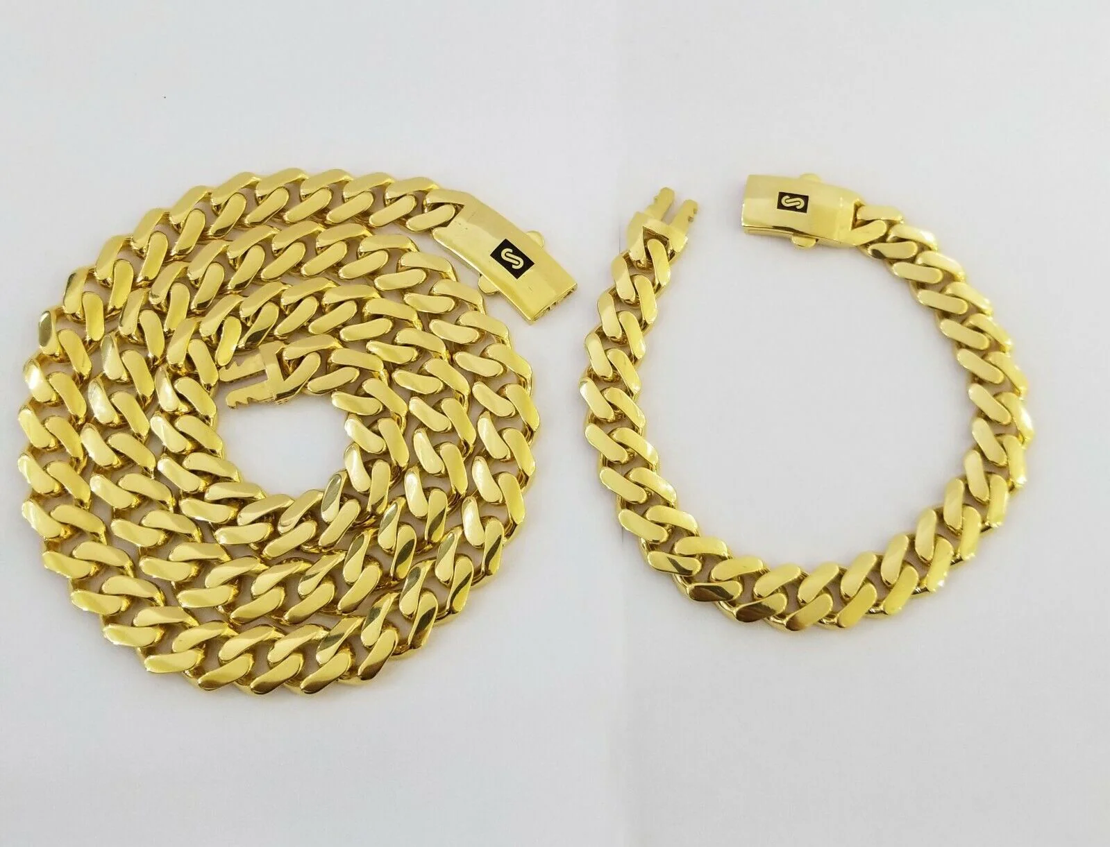 10k Gold Cuban Link Royal 11mm Monaco chain and Bracelet 10kt Real gold set - Image 3