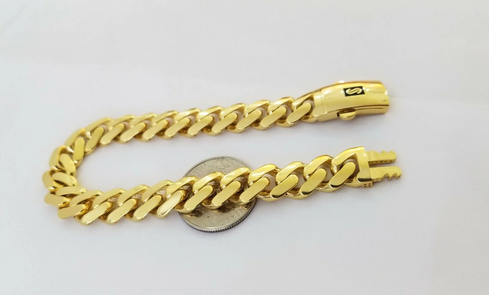 10k Gold Cuban Link Royal 11mm Monaco chain and Bracelet 10kt Real gold set - Image 8