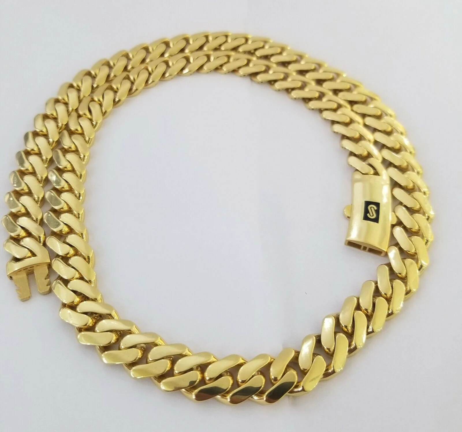 10k Gold Cuban Link Royal 11mm Monaco chain and Bracelet 10kt Real gold set - Image 9