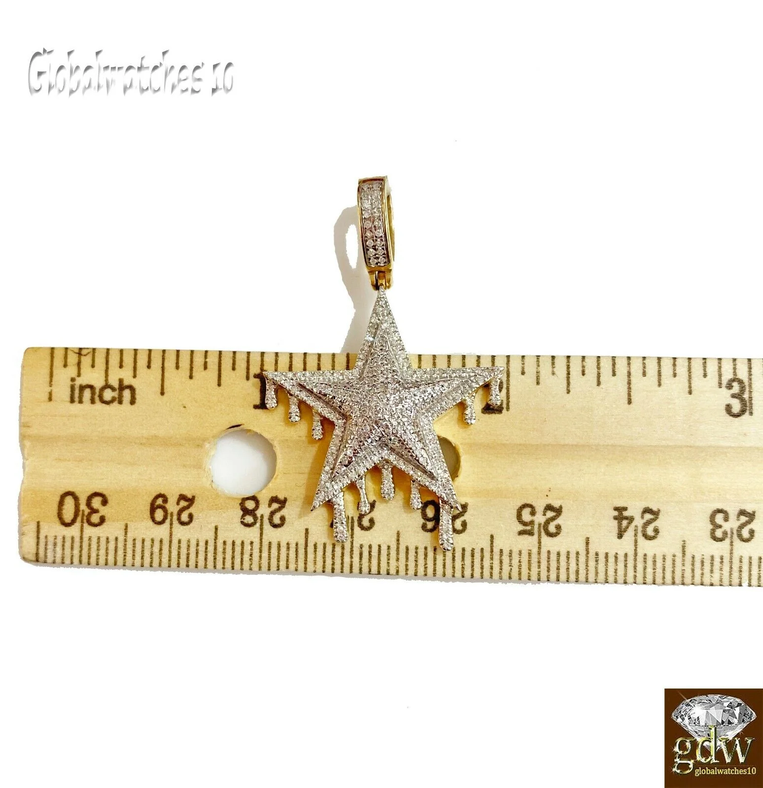 10k Gold Diamond Charm with Rope Chain in 20 22 24 26 inch Star Shape Pendant - Image 6