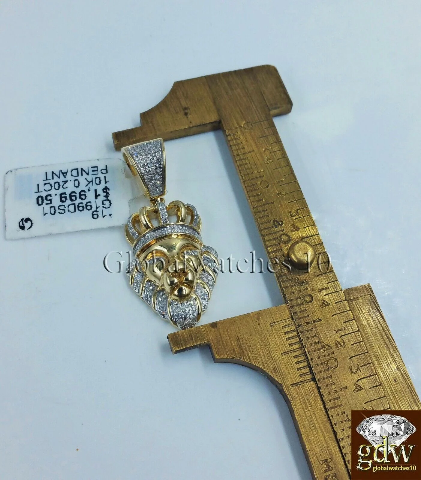 10k Gold & Diamond Lion's Head Charm with 26" Inch Miami Cuban Chain  Men Real - Image 2