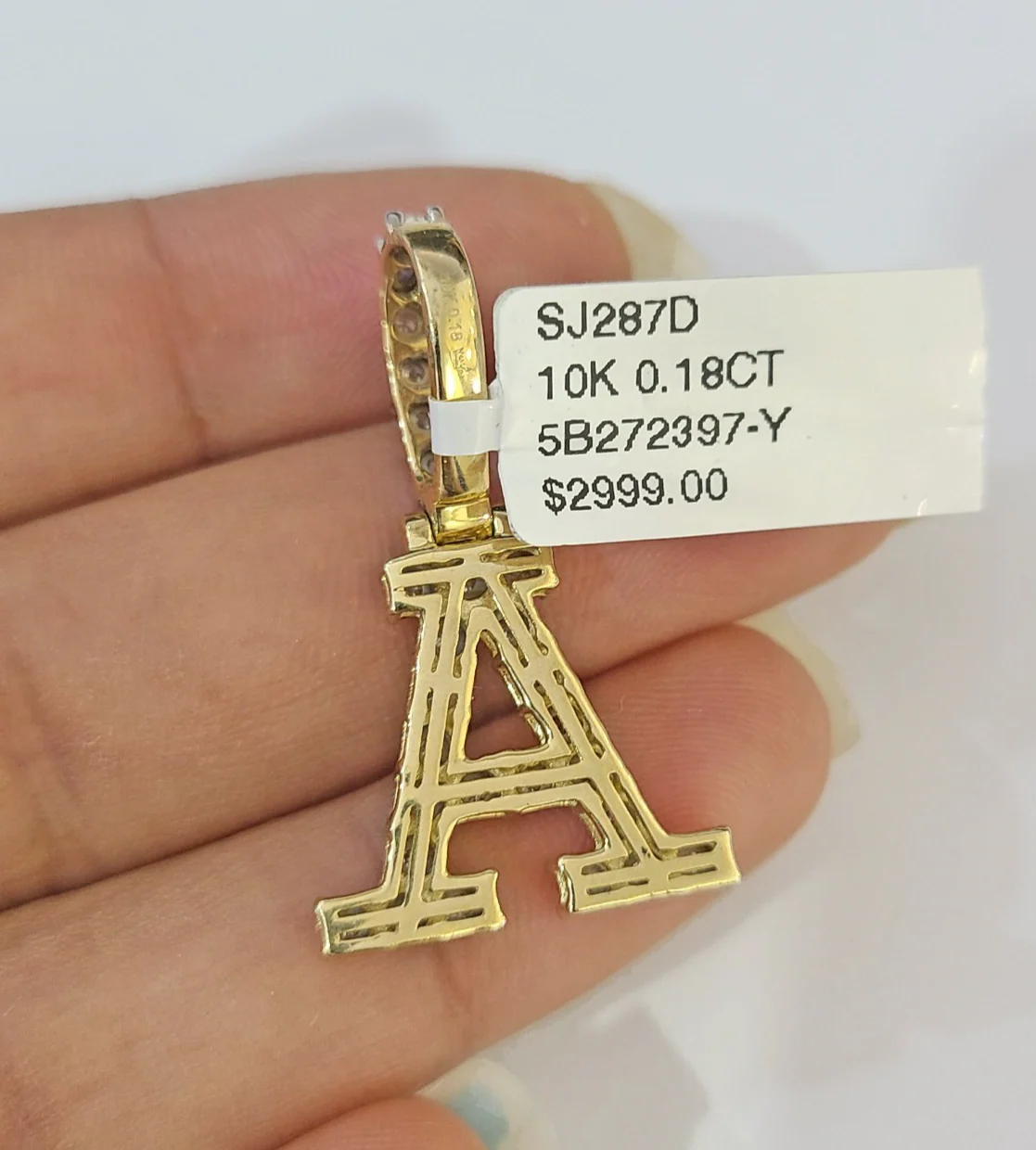10k Gold Figaro Chain A Diamond Initial Pendant 3mm 20-28 inch SET Necklace - Image 6