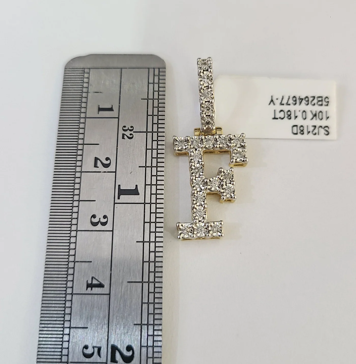 10k Gold Figaro Chain F Diamond Initial Pendant 3mm 20-28 inch SET Necklace - Image 2