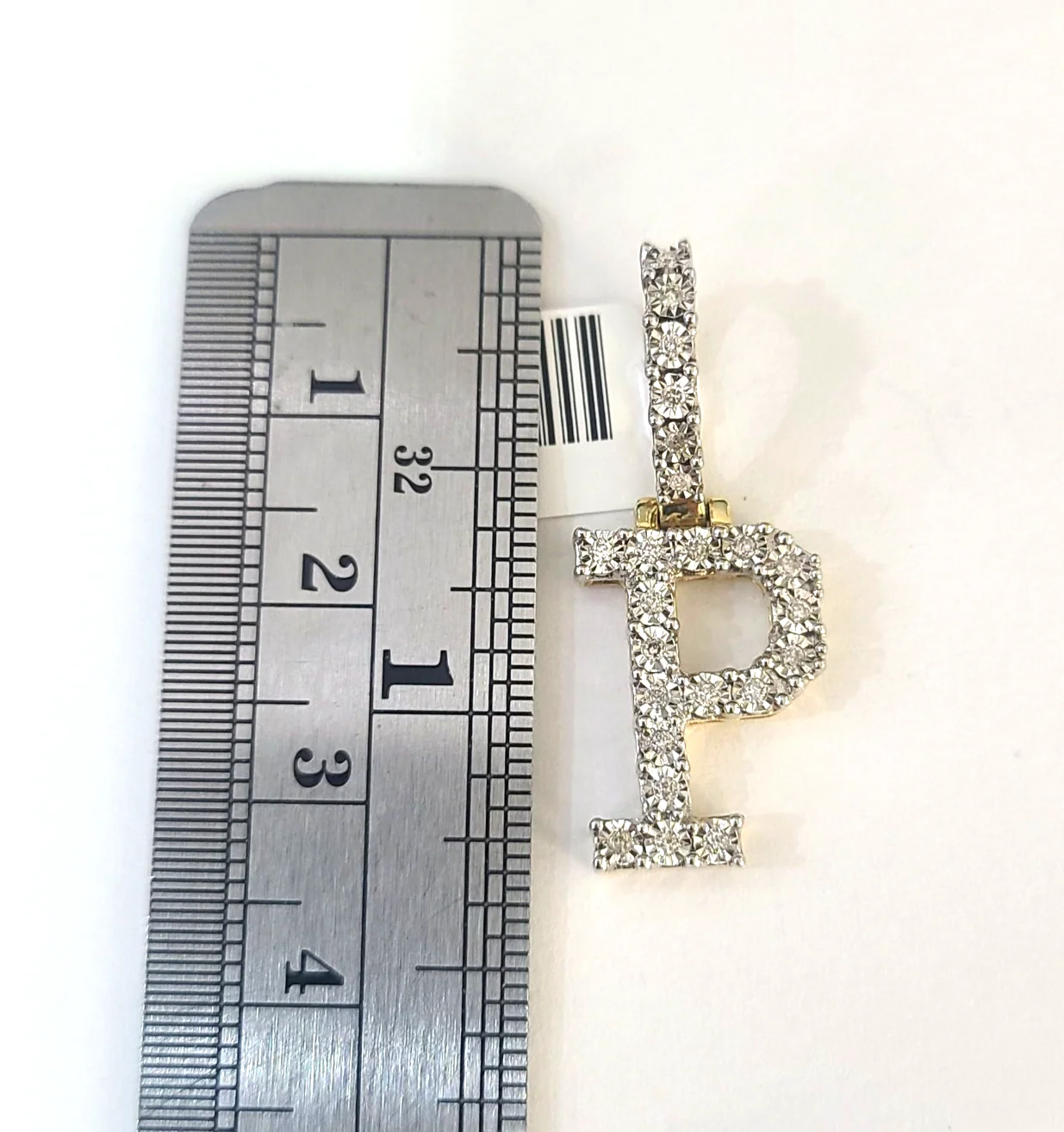 10k Gold Figaro Chain P Diamond Initial Pendant 3mm 20-28 inch SET Necklace - Image 6