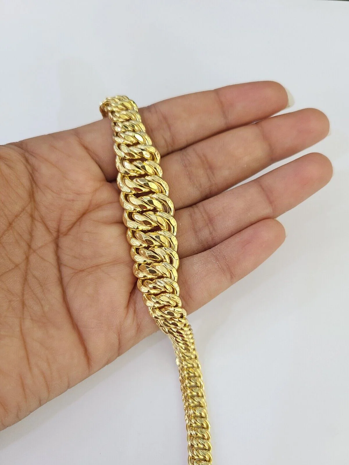 10K Gold Flat Byzantine Link Princesa Bracelet 7mm 7.5" inch Real Yellow - Image 2