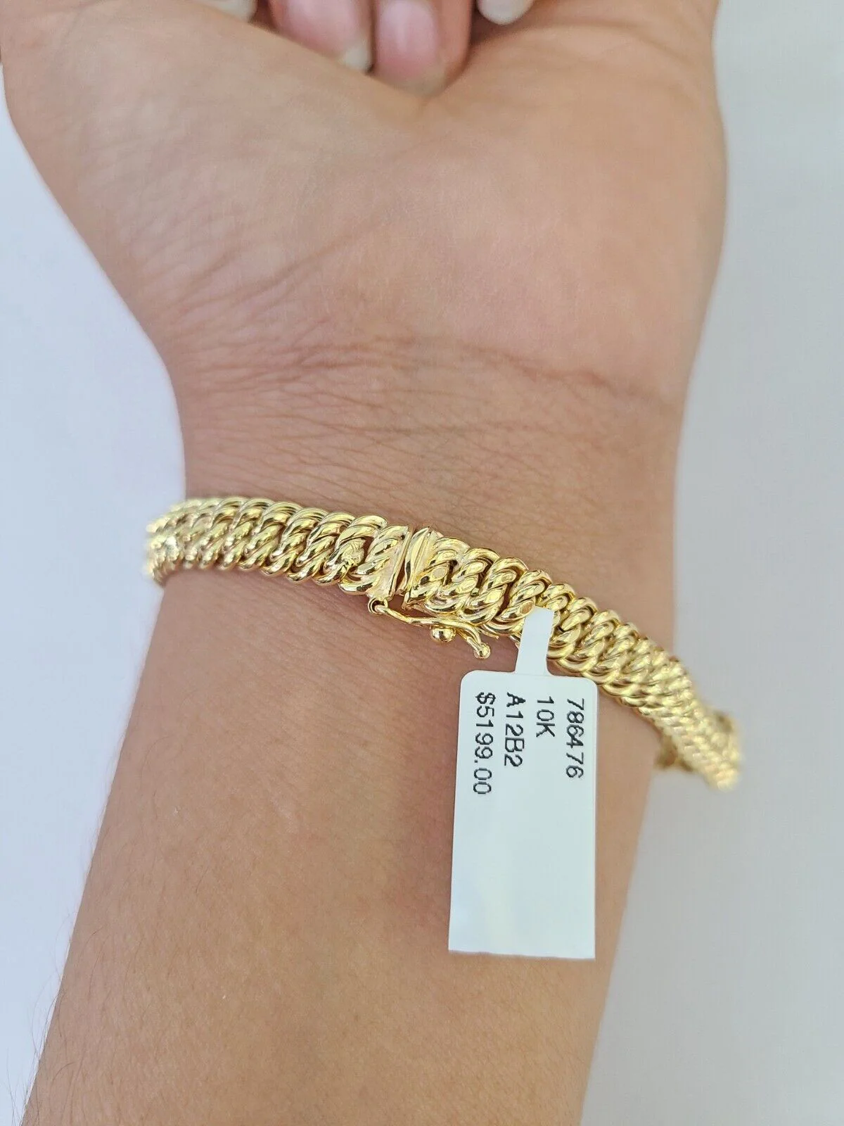 10K Gold Flat Byzantine Link Princesa Bracelet 7mm 7.5" inch Real Yellow - Image 4