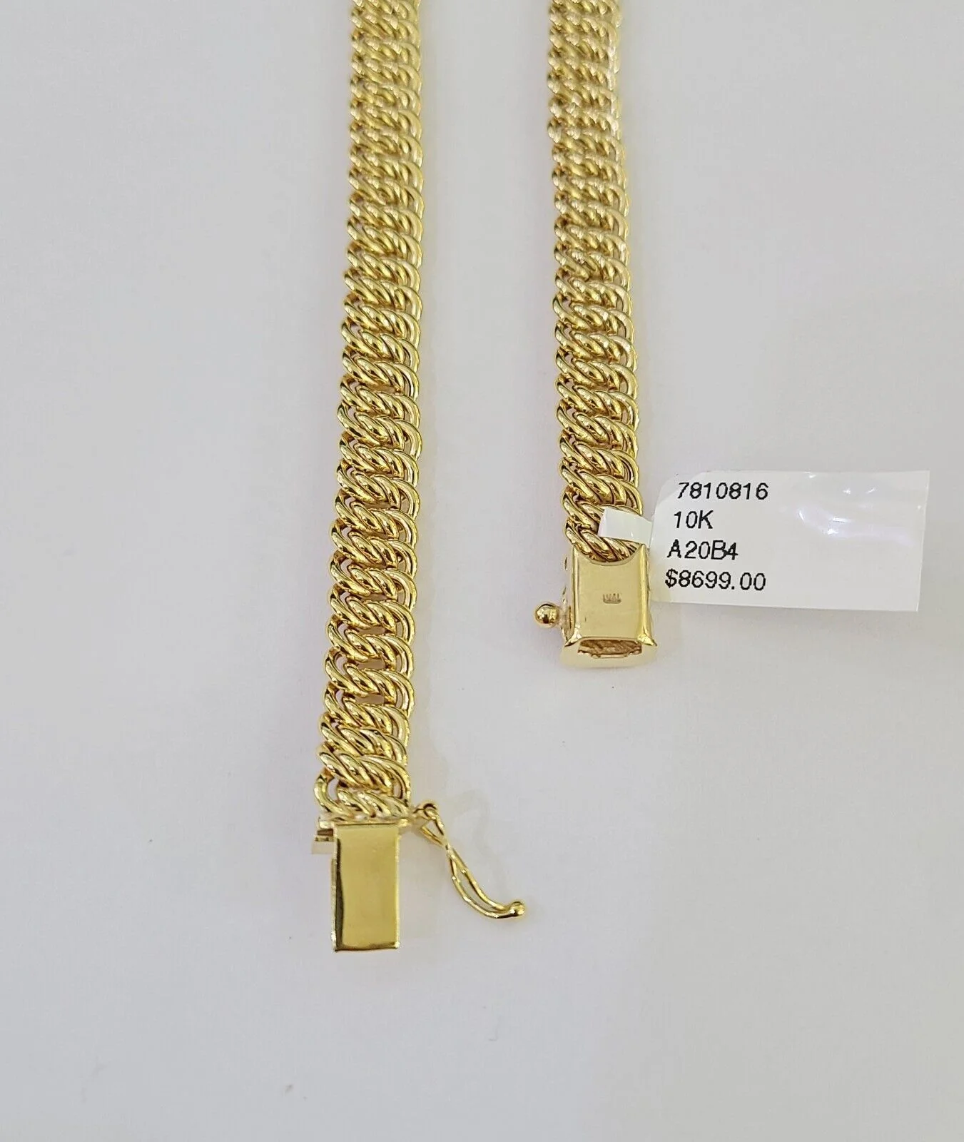 10K Gold Flat Byzantine Link Princesa Necklace 7mm 18" inch Real Yellow Chain - Image 2