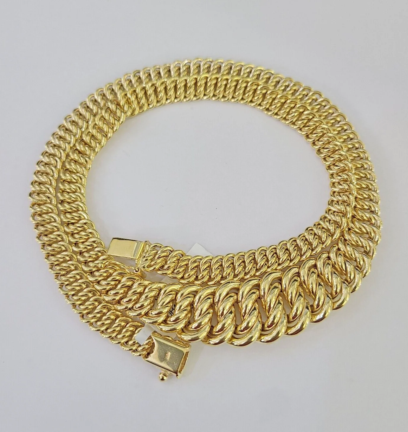 10K Gold Flat Byzantine Link Princesa Necklace 7mm 18" inch Real Yellow Chain - Image 5