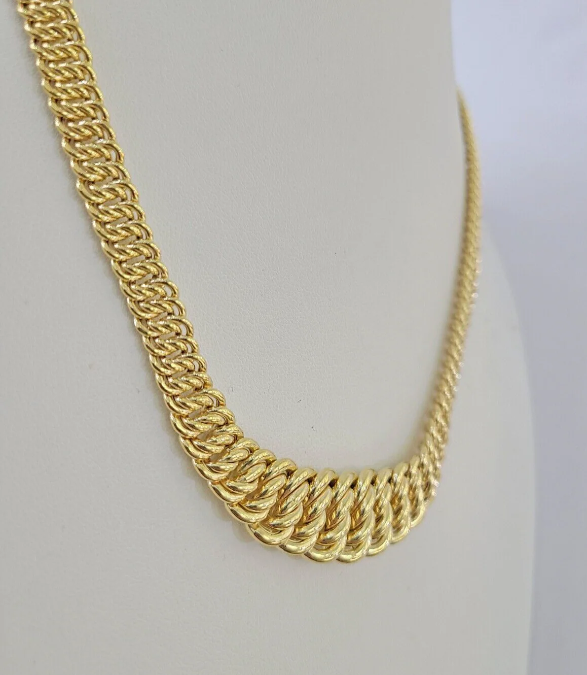 10K Gold Flat Byzantine Link Princesa Necklace 7mm 18" inch Real Yellow Chain - Image 7
