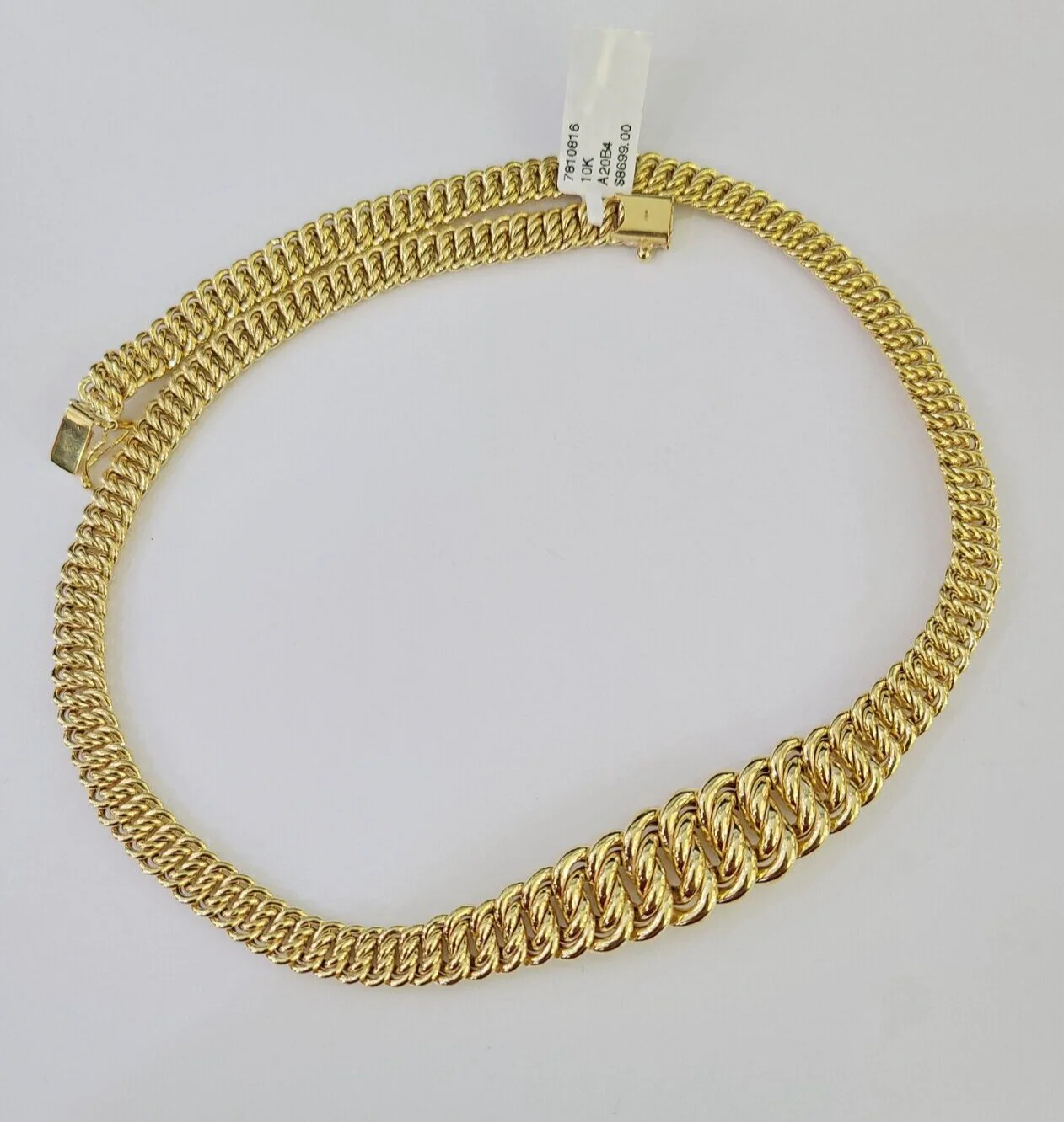 10K Gold Flat Byzantine Link Princesa Necklace 7mm 18" inch Real Yellow Chain - Image 8