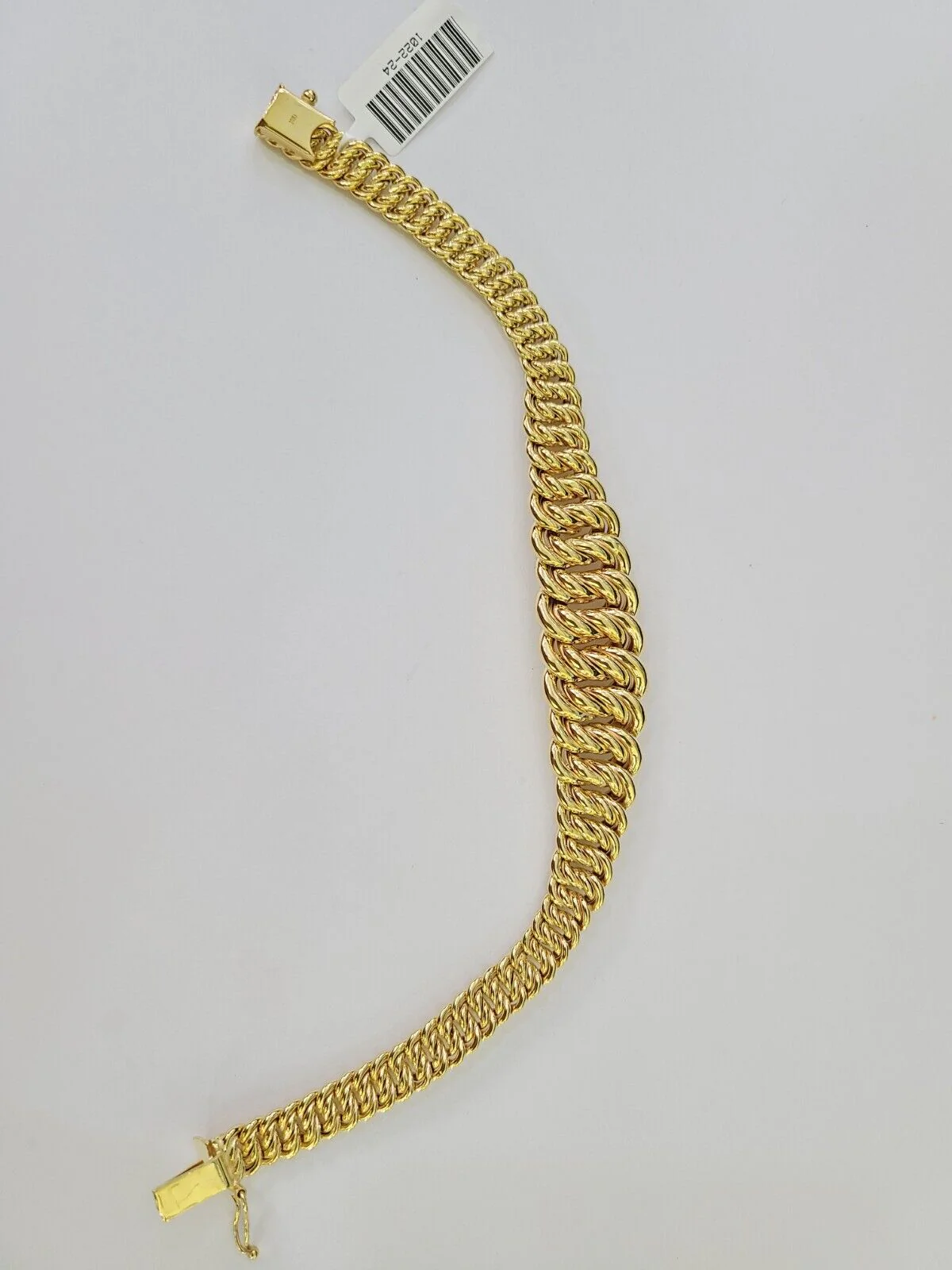 10K Gold Flat Byzantine Link Princesa Necklace Bracelet 7mm Real Yellow SET - Image 2