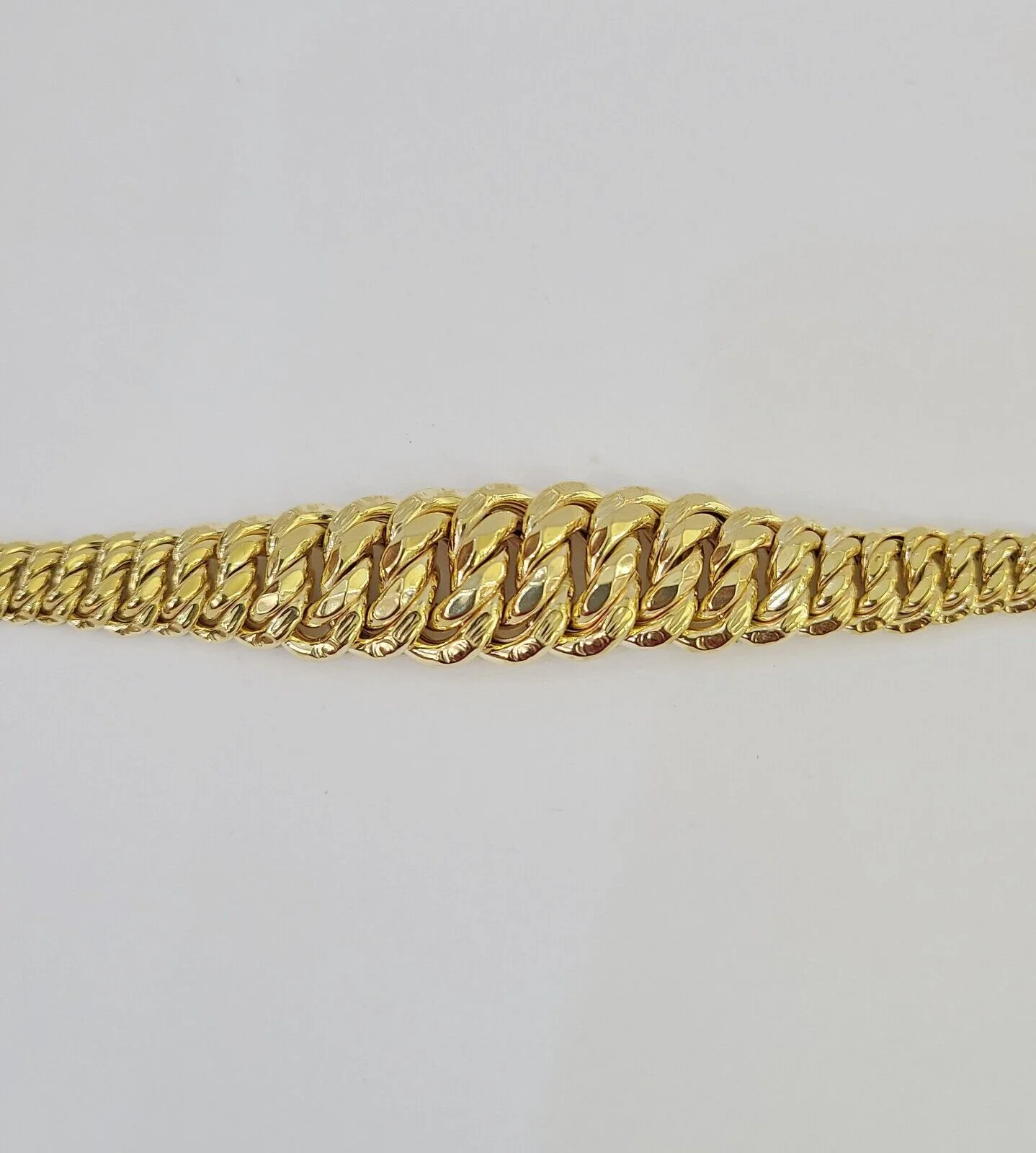 10K Gold Flat Byzantine Link Princesa Necklace Bracelet 7mm Real Yellow SET - Image 4