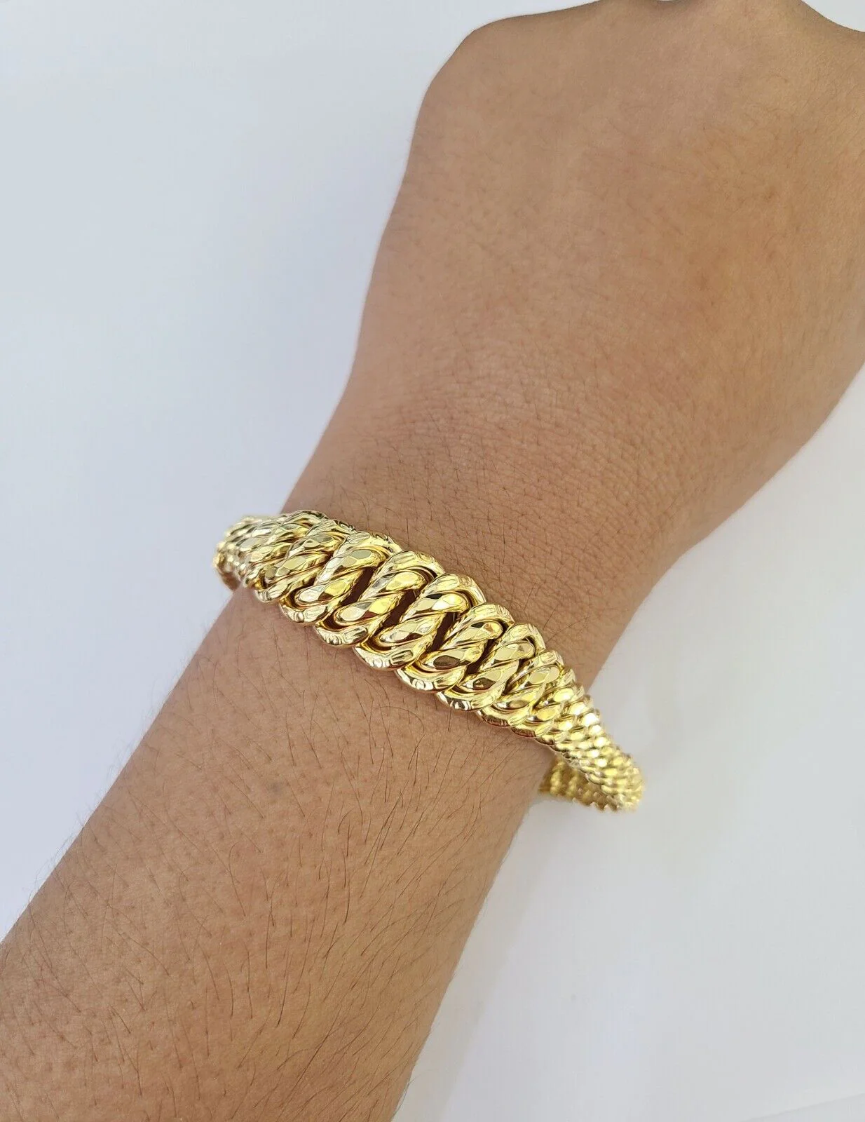 10K Gold Flat Byzantine Link Princesa Necklace Bracelet 7mm Real Yellow SET - Image 8