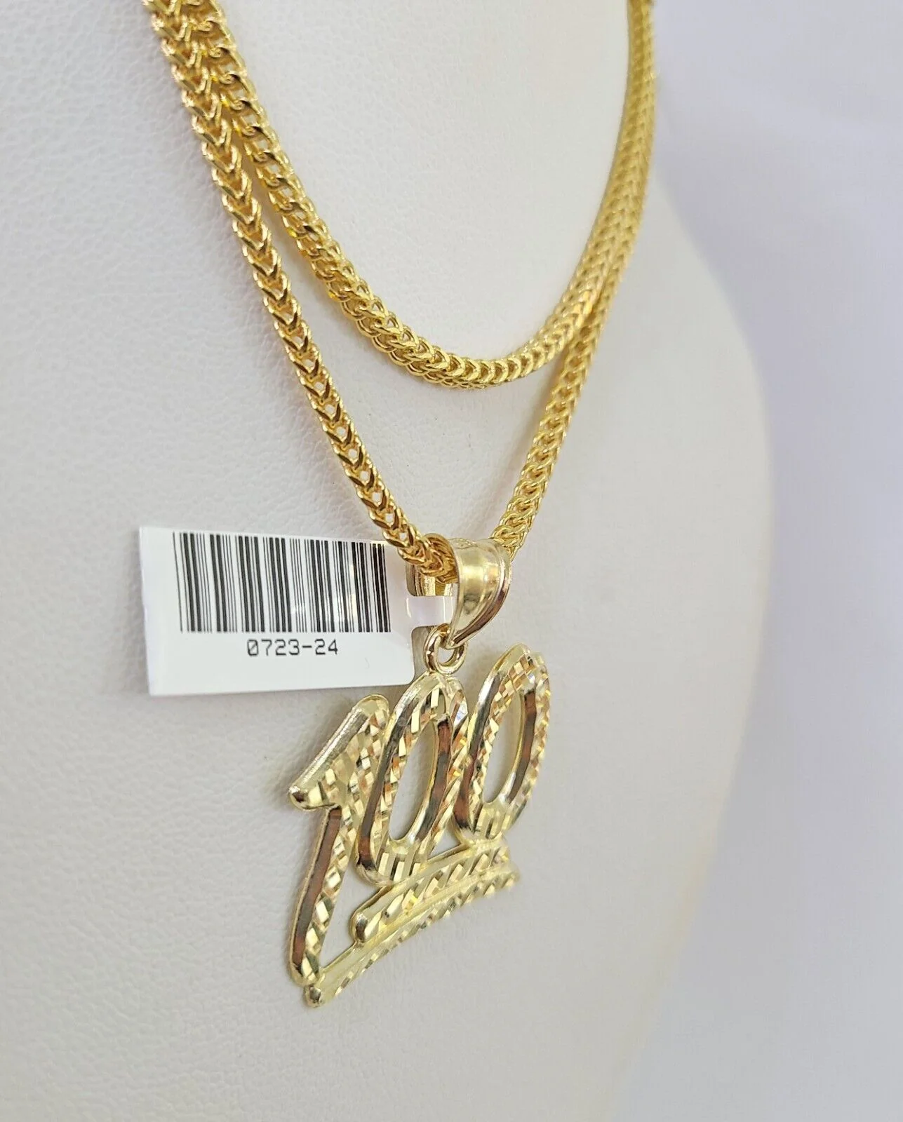 10K Gold Franco Chain 100 Charm Pendant 20-26 inches 2.5mm REAL Yellow - Image 6