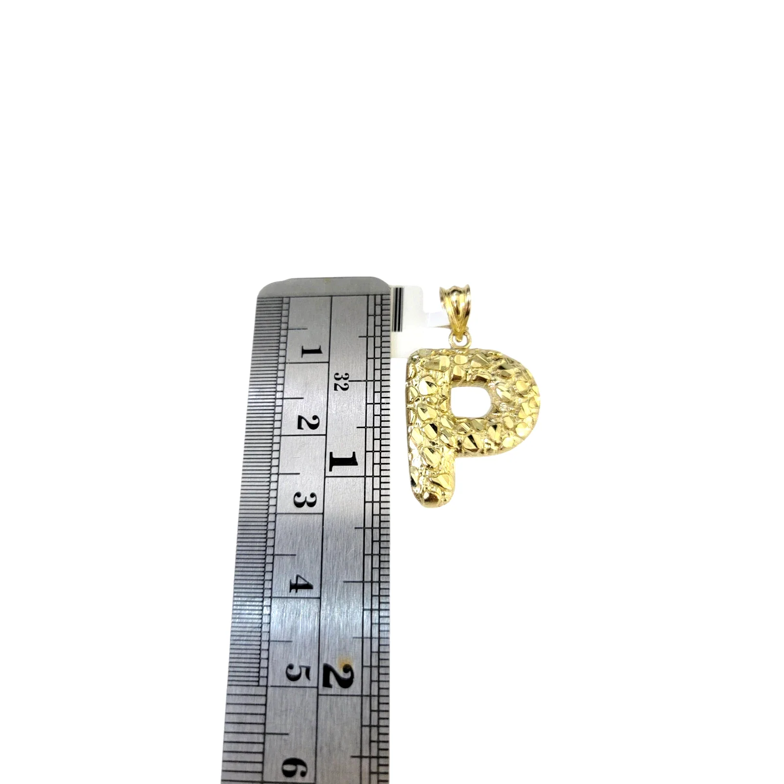 10k Gold Franco Chain 2.5mm 16"-26" P Nugget Initial Charm Pendant Necklace SET - Image 3