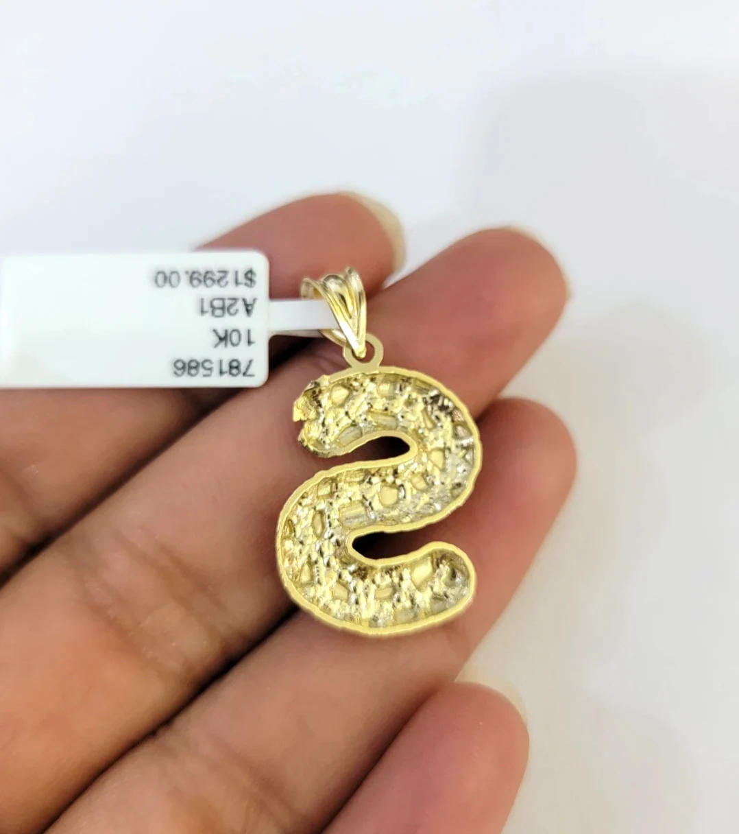 10k Gold Franco Chain 2.5mm 16"-26" S Nugget Initial Charm Pendant Necklace SET - Image 7