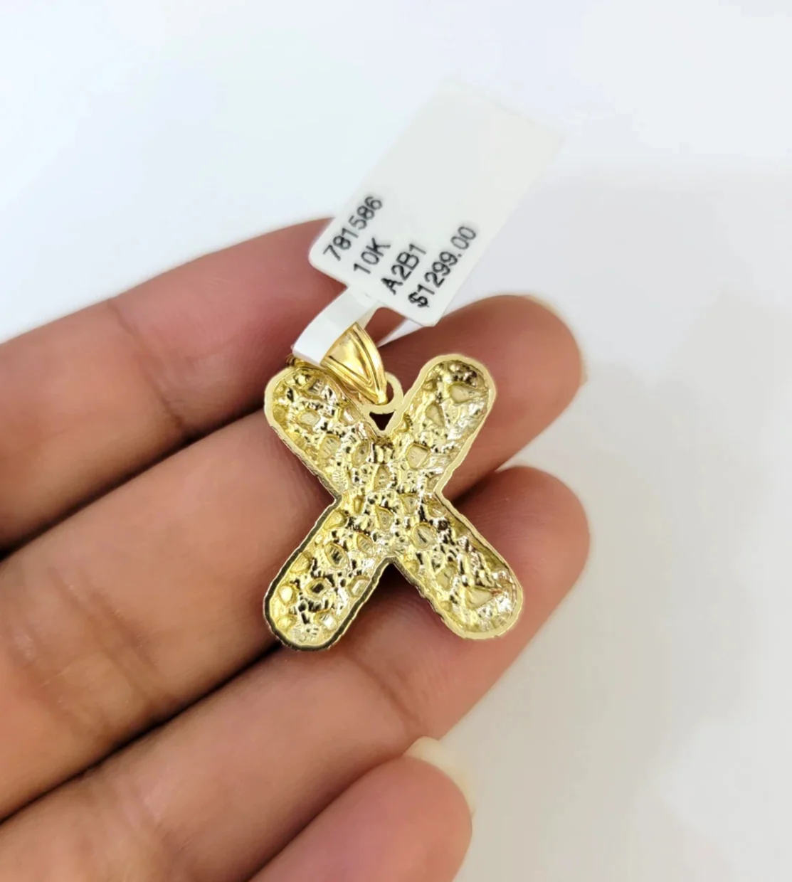 10k Gold Franco Chain 2.5mm 16"-26" X Nugget Initial Charm Pendant Necklace SET - Image 7