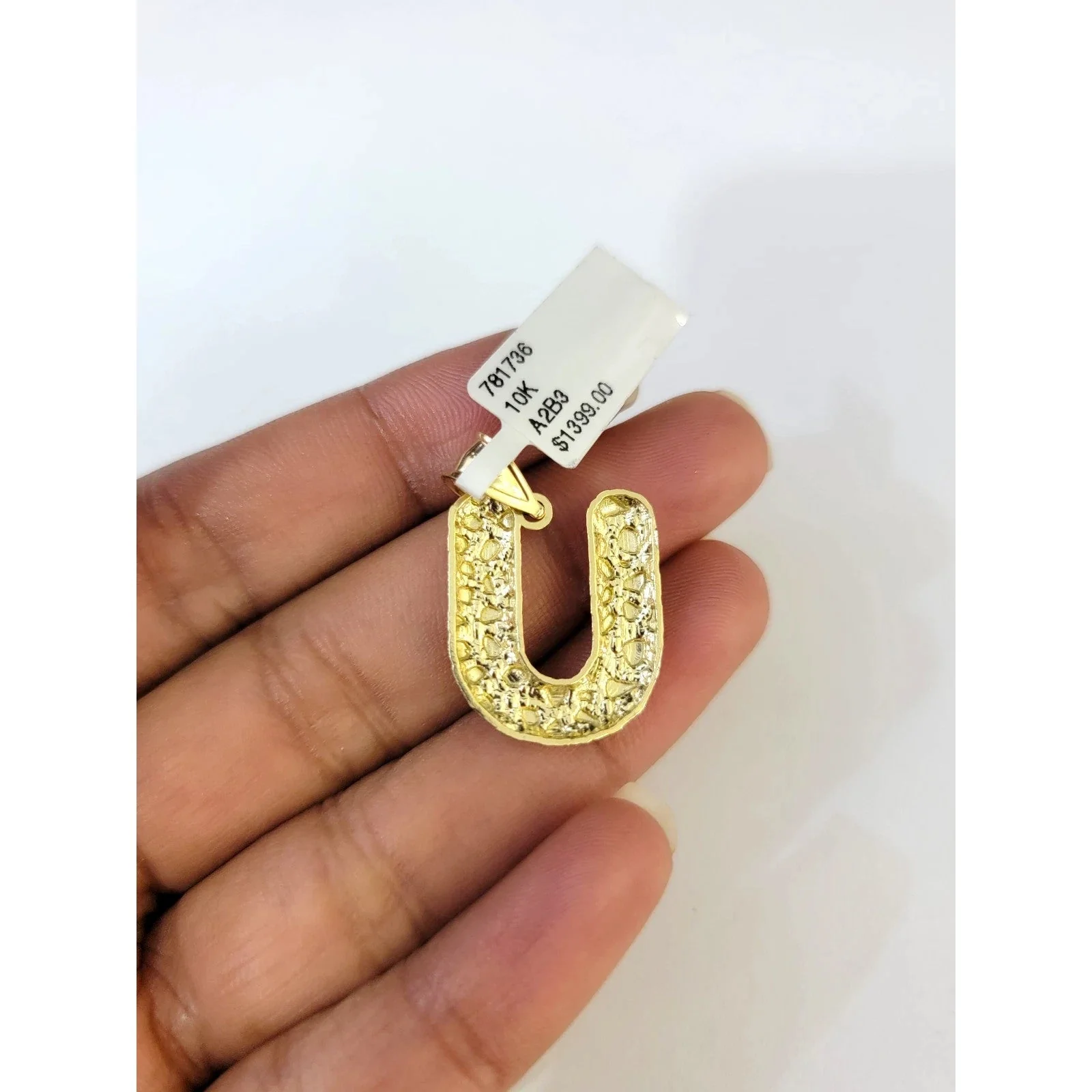 10k Gold Franco Chain 2.5mm U Nugget Initial Charm 16"-26" Pendant Necklace SET - Image 7