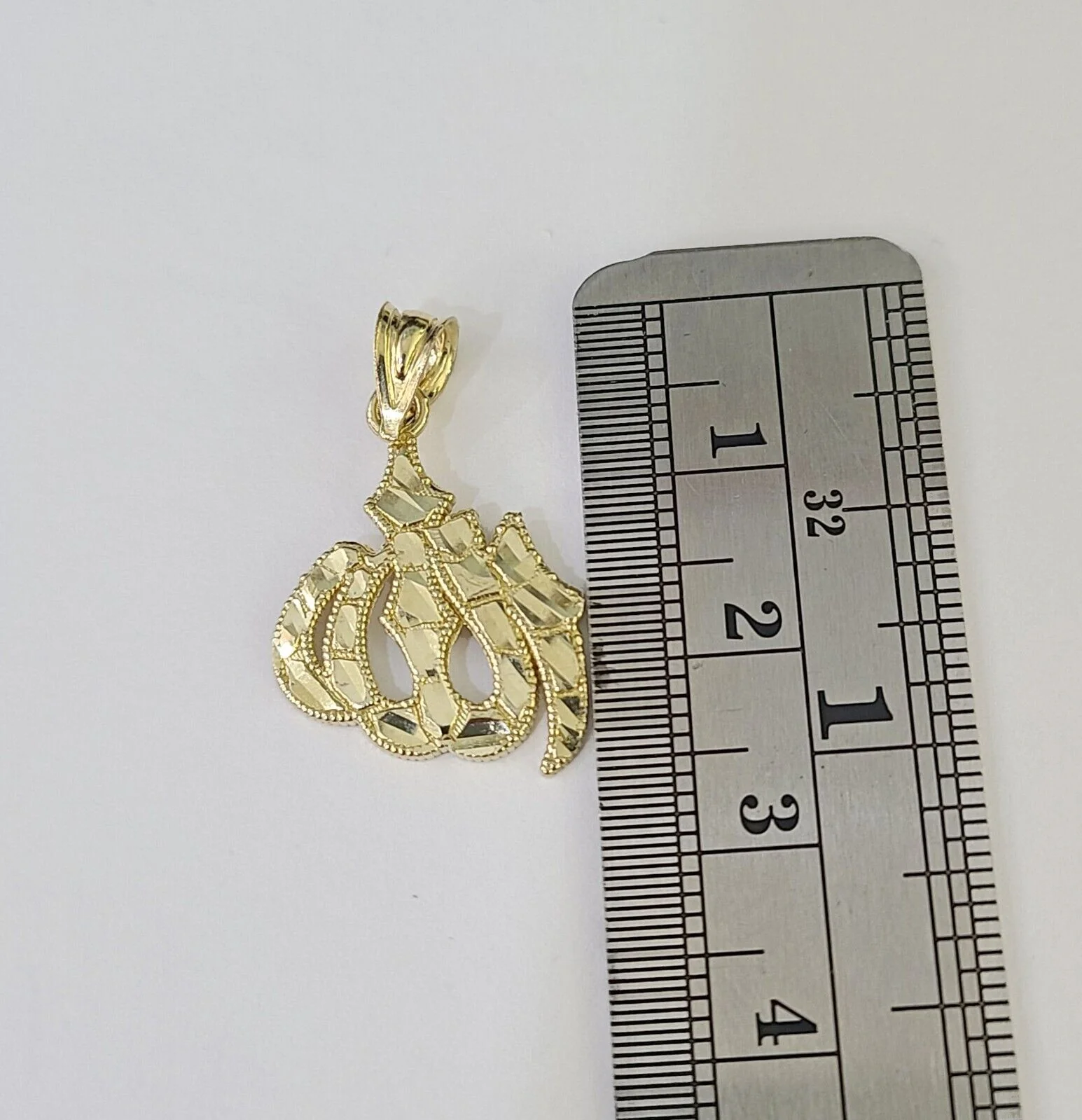 10K Gold Franco Chain Allah Charm SET Length 16-20 inches 1mm Ladies Women - Image 2