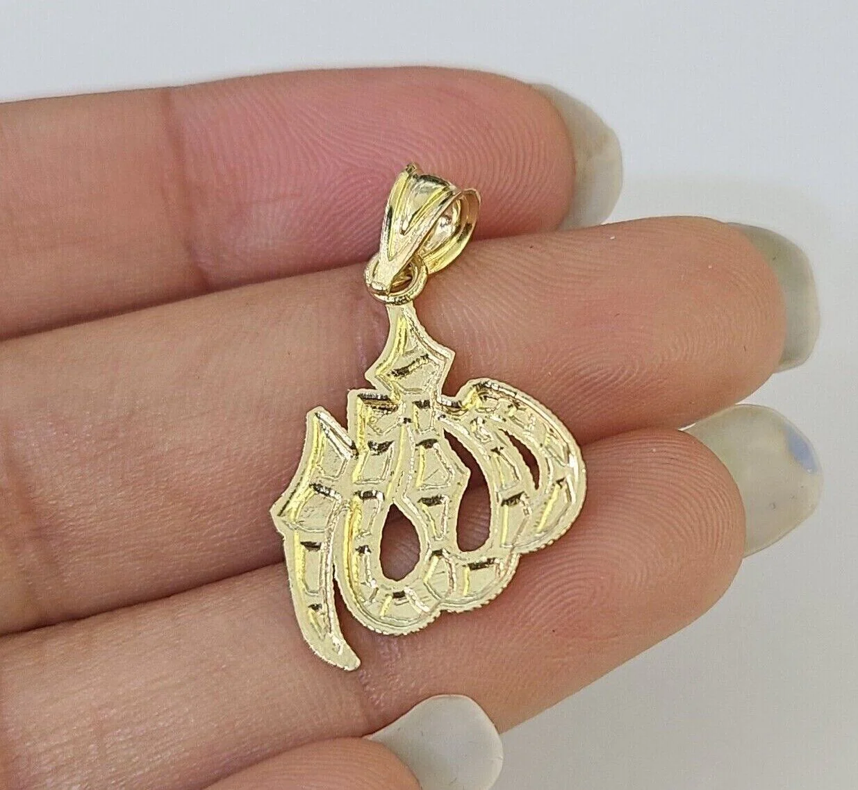 10K Gold Franco Chain Allah Charm SET Length 16-20 inches 1mm Ladies Women - Image 7